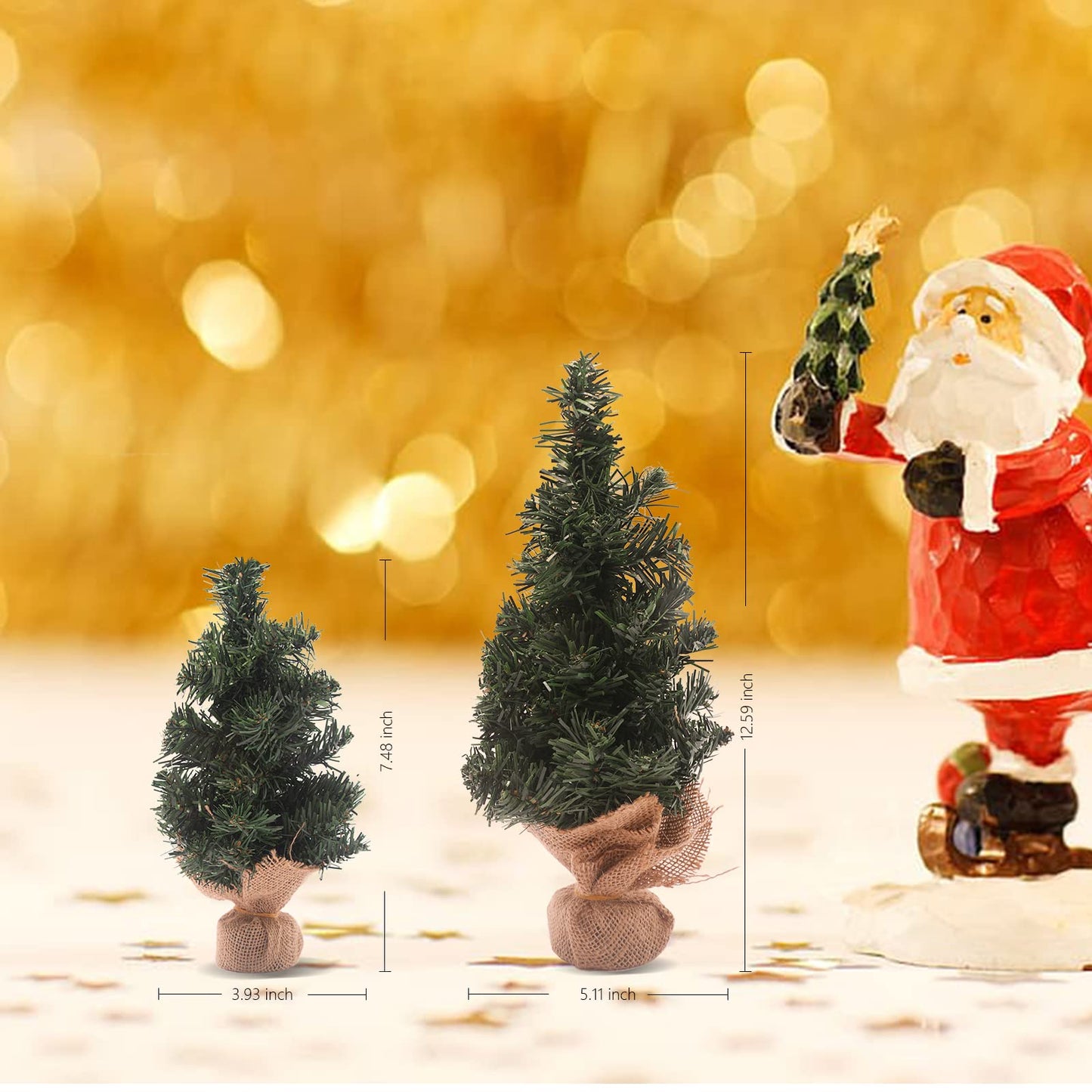 5pcs Mini Christmas Tree,Artificial Christmas Tree Tabletop Christmas Tree with Linen Base Perfect for Christmas Decorations, Home, Kitchen(3pcs 7.87" and 2pcs 11.81")