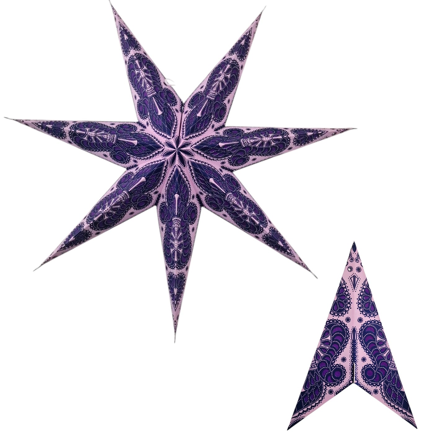 YEPSIO Lantern Lampshade Paper Star Light Shades Large 60cm Hanging Decorations for Christmas Wedding Home Decoration Birthday Party Foldable 7 Pointed Star (Purple)