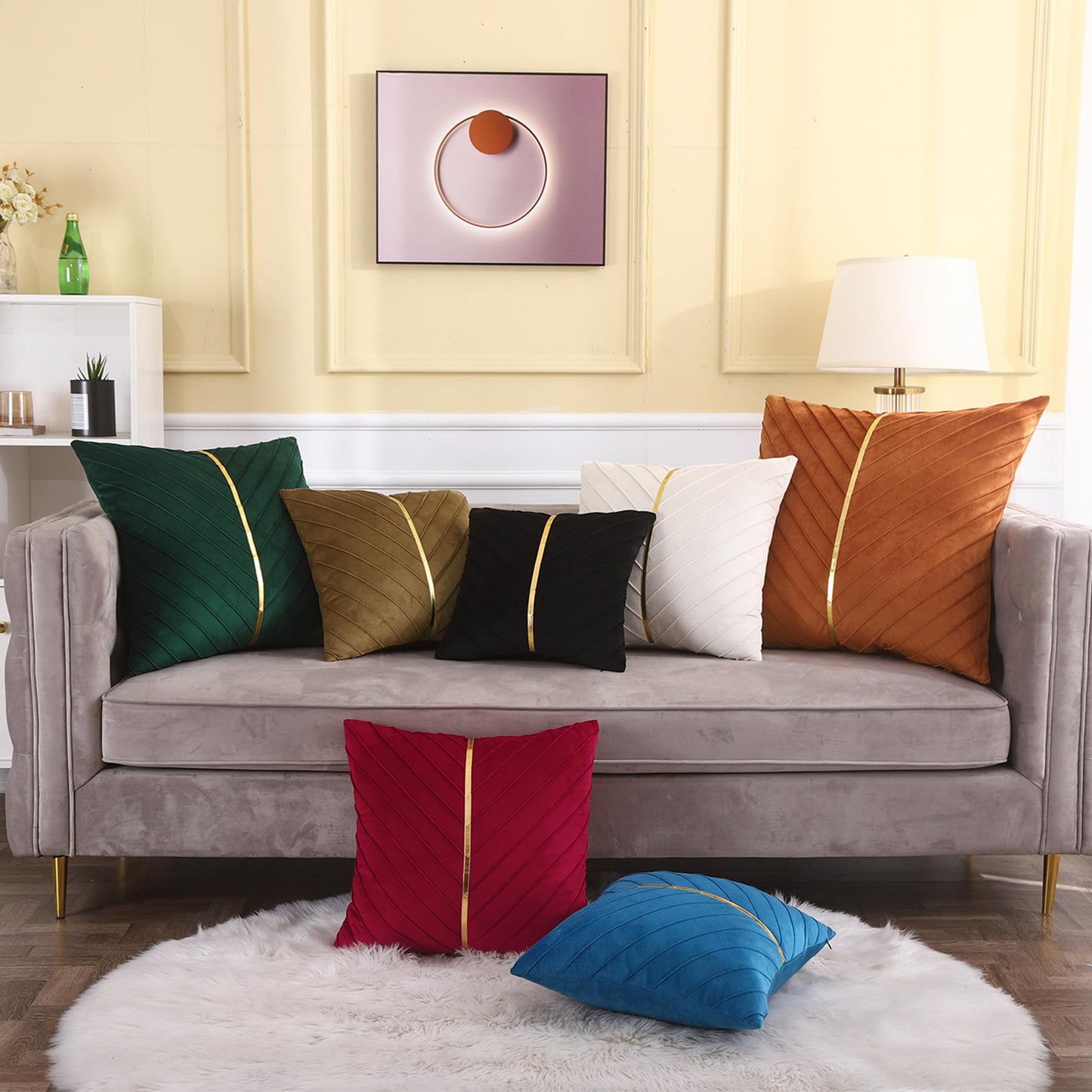 Tosleo Dark Green Velvet Pillow Covers 18x18 Pack of 2 with Gold Leather Soft Throw Pillow Covers Home Decorative Cushion Cases Luxury Modern Pillow Covers Summer Home Decor for Sofa Bed