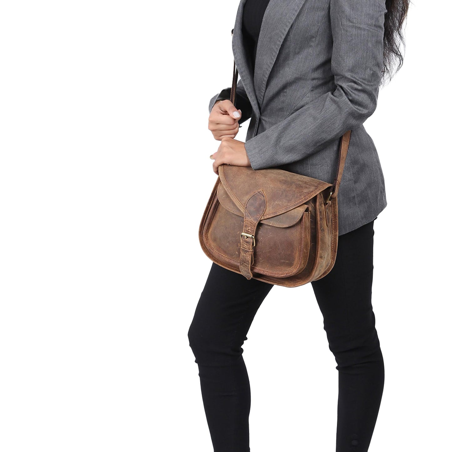 Leather Crossbody Bag for women purse tote ladies bags satchel travel tote shoulder bag (Distressed Tan)