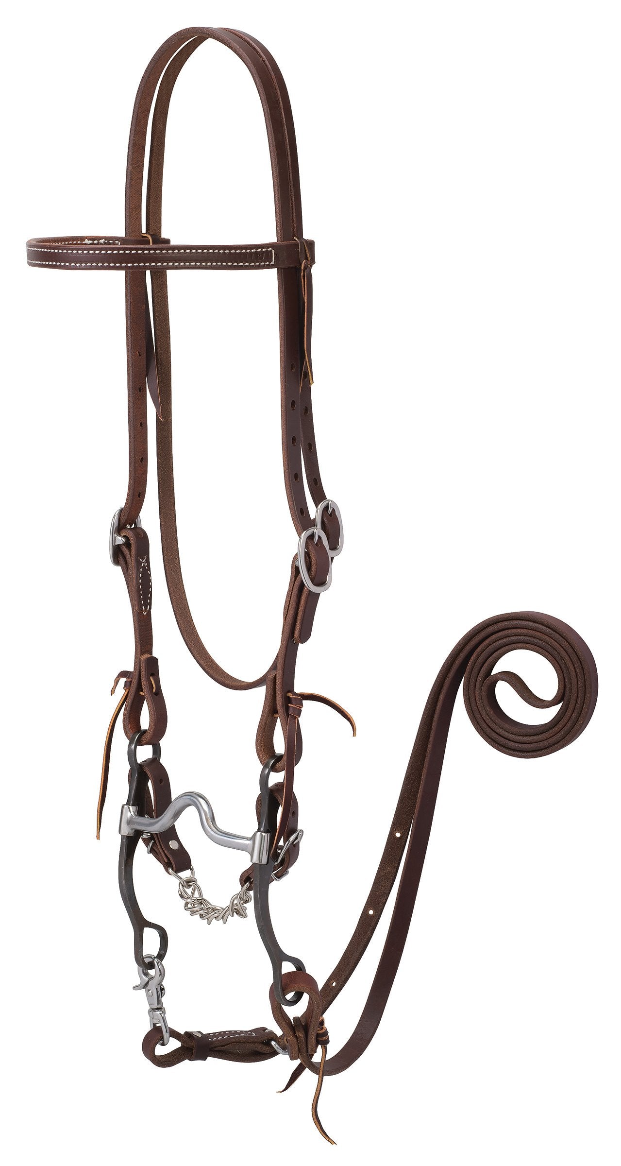 Weaver Leather Working Tack Bridle with Medium Port Mouth Bit