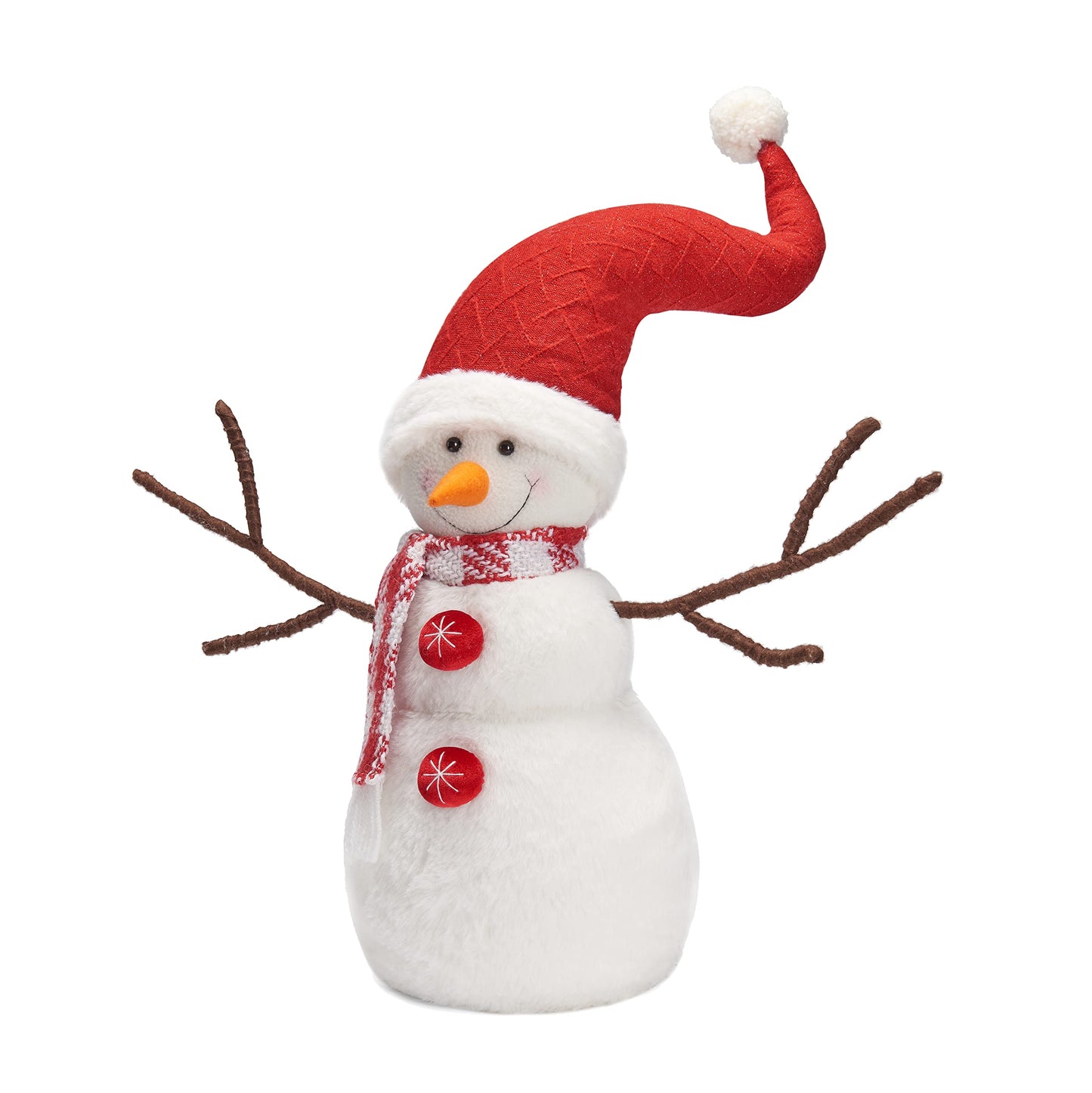 WORLDECO Snowman Christmas Decorations with Bowler Hat, Xmas Handmade Plush Ornaments for Indoor, Home and Holiday