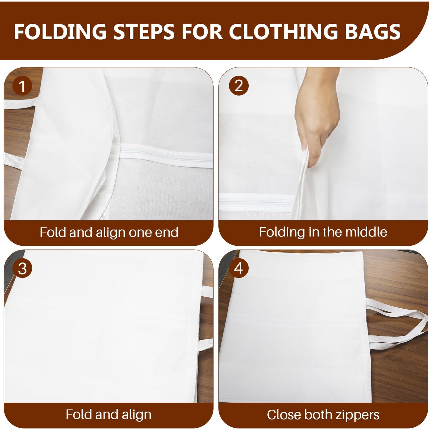 Dress Garment Bags, Long Garment Bags for Travel, 70’’ Wedding Dress Cover with Handle, Foldable Clothing Bag with Pockets and Zippers, White, 180 cm