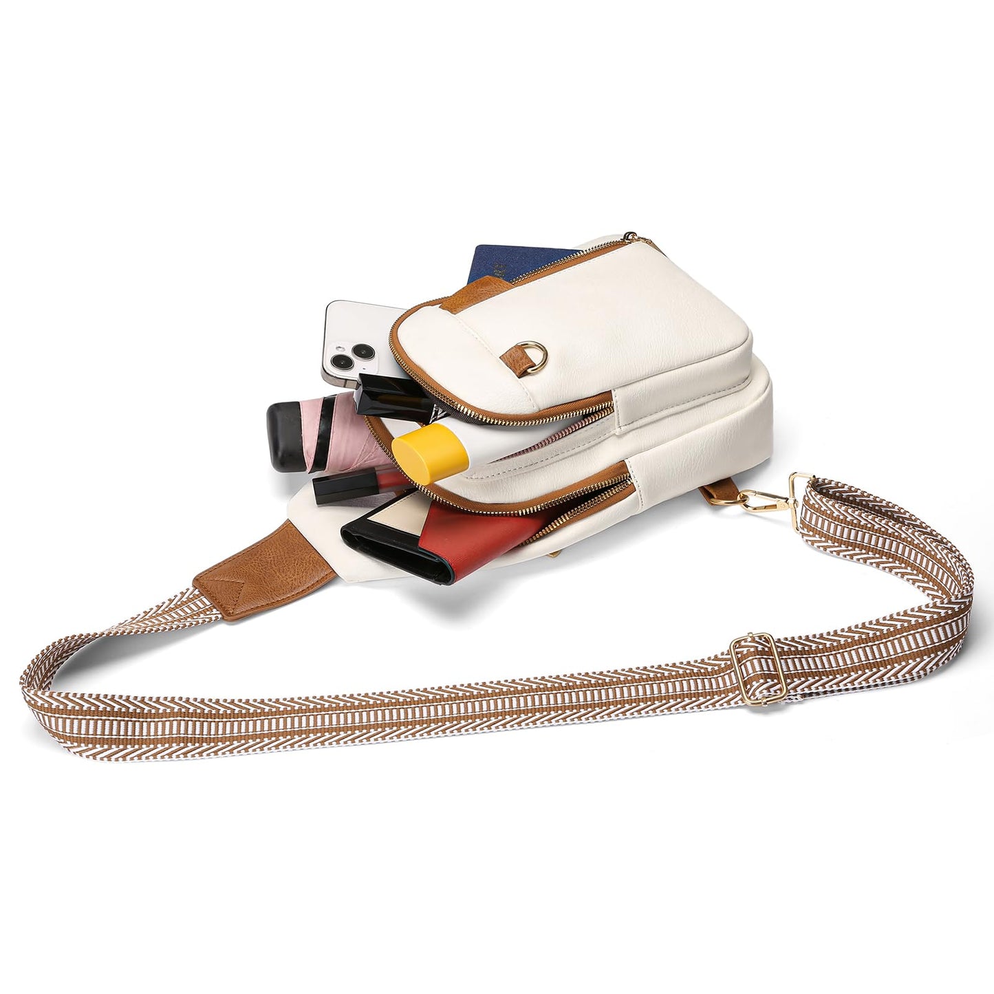 GAEKEAO Sling Bag for Women Vegan Leather Crossbody Bags Travel Fanny Packs Small Shoulder Purse Chest Bag Backpack Gifts