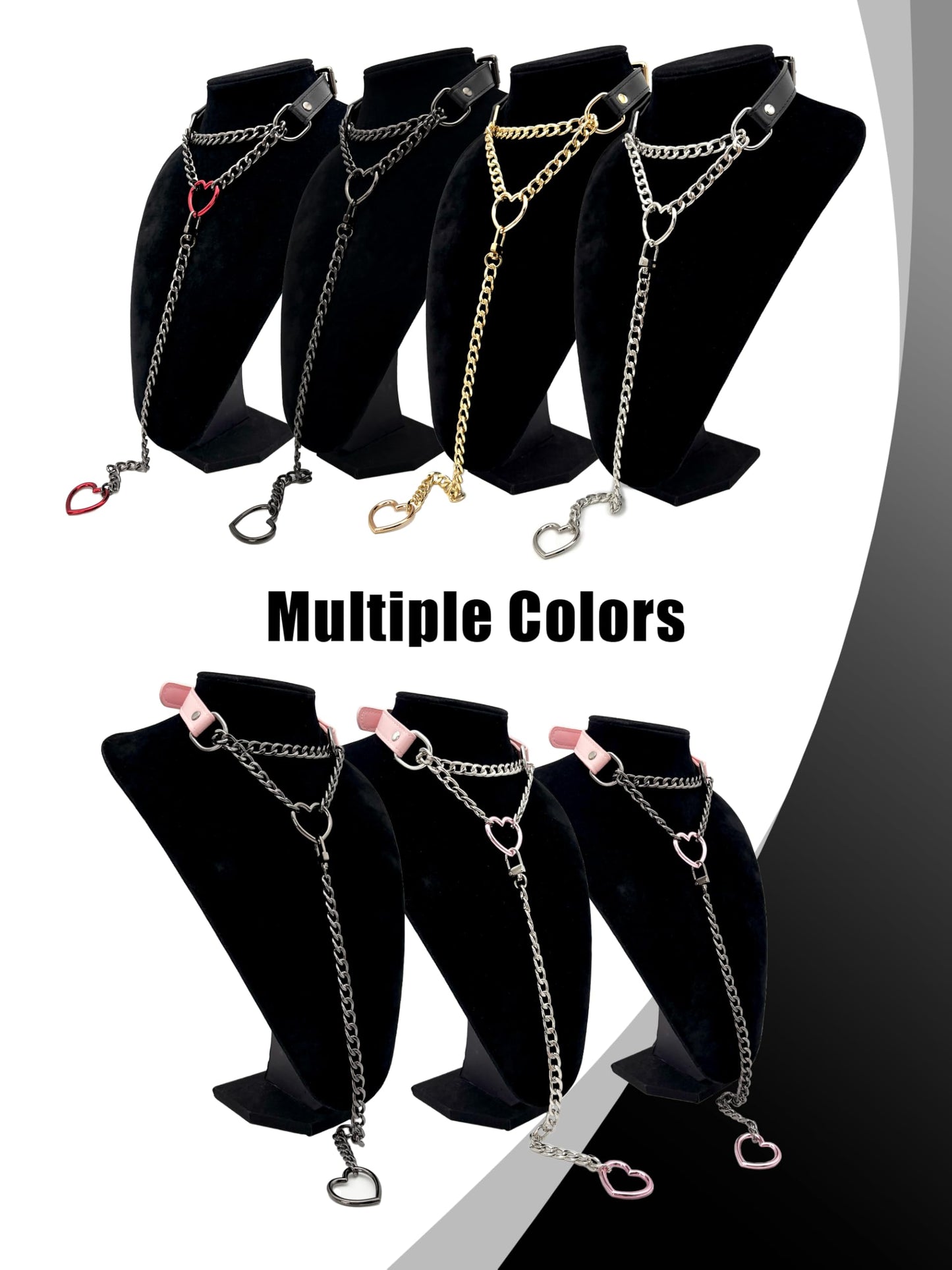 EverGlimp Heart O-Ring Slip Chain Choker Collar Necklace for Women, Adjustable Vegan Leather Punk Necklace with Swivel Clasp & Heart Charm