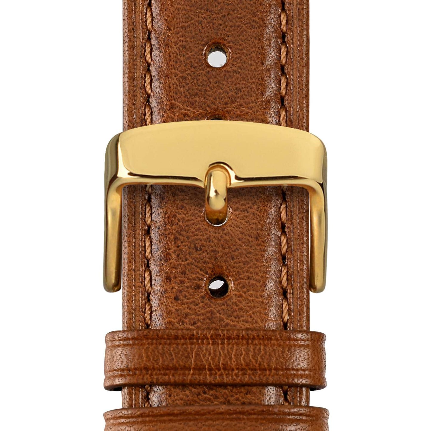 WOCCI 20mm Vintage Leather Watch Band for Men and Women, Gold Buckle (Gold Brown)