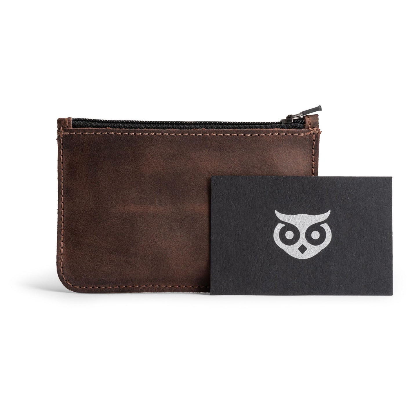 Hide & Drink, Zippered Wallet, Card Case, Folded Bills Storage, Coin Organizer, Travel Accessories, Full Grain Leather, Handmade, Bourbon Brown