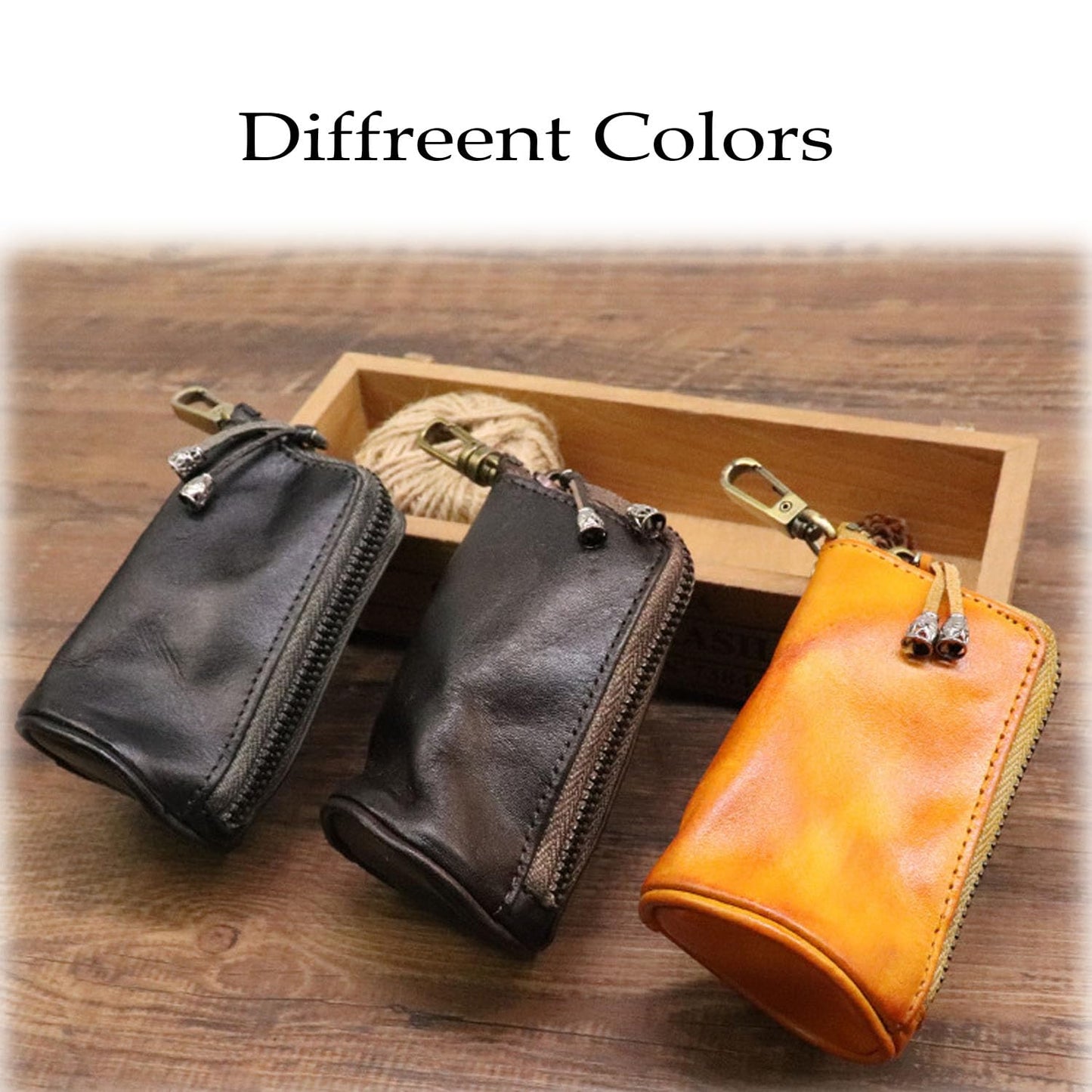 Medieval Leather Key Pouch – EDC Coin Holder for Men, Full-Grain Cowhide Keychain with Belt Hook