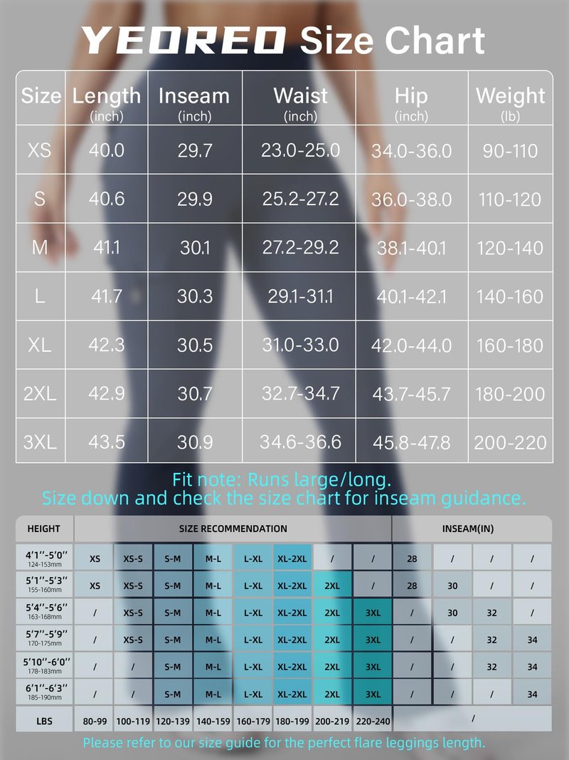 YEOREO CoreFlex Women Workout Flare Leggings with Pockets Hidden Scrunch High Waisted Cargo Gym Yoga No Front Seam Leggings Blue Navy L