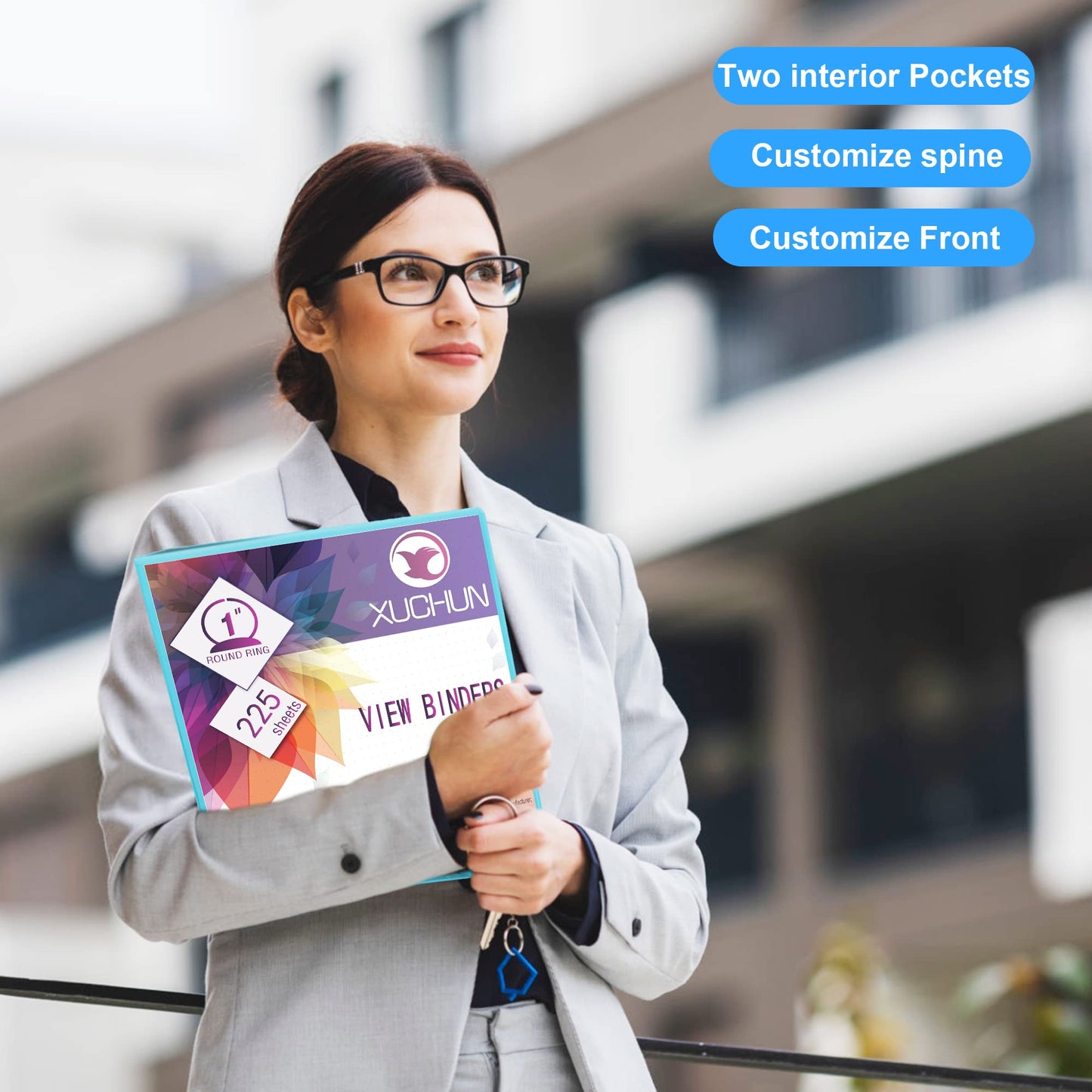XUCHUN 3 Ring Binders 1 Inch,Clear View Binder with 2 Pockets, Holds 225 Sheets 8.5x11 Inches Paper, Customizable Cover & Spine, Large Capacity Binders for Office, School, Home, Business 6 Pack