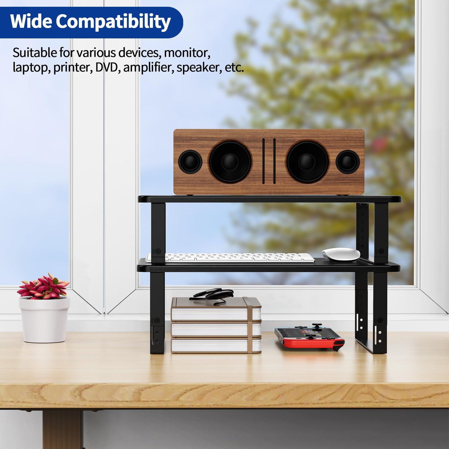 BESIGN MS01 Monitor Stand Riser, Height Adjustable Laptop Stand, Computer Monitor Stand for Monitor, Computer,Laptop,Printer (Black)