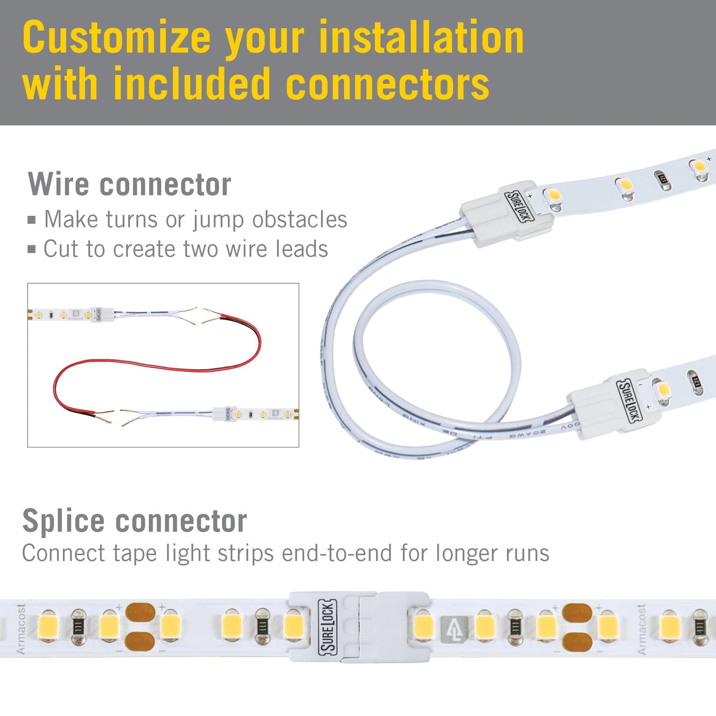 Armacost Lighting RibbonFlex Pro 24V White LED Strip Lights 60 LED/m, 6500K, 32.8 ft 185251