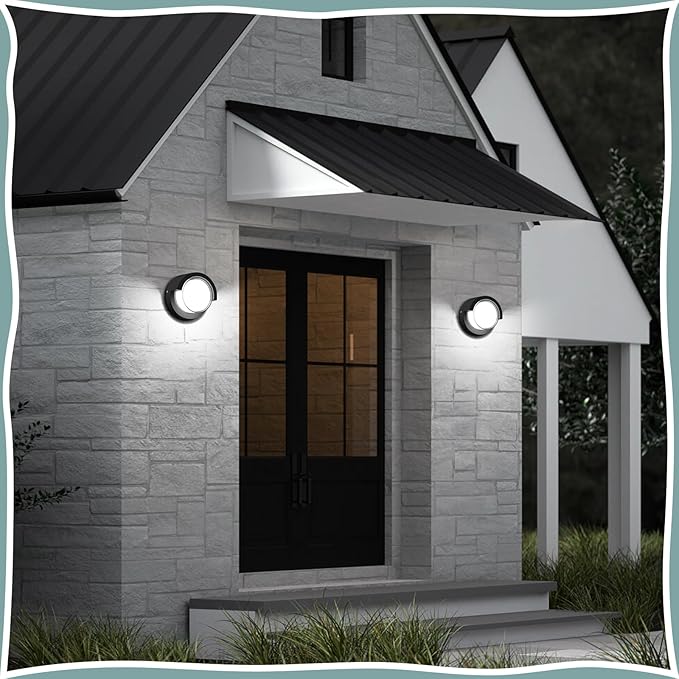 LED Porch Lights Outdoor 12W 6500K Modern Wall Lighting Double-Layer Cover Aluminum Exterior Light Fixture IP65 Waterproof for Stairway Garage Patio Bedroom 