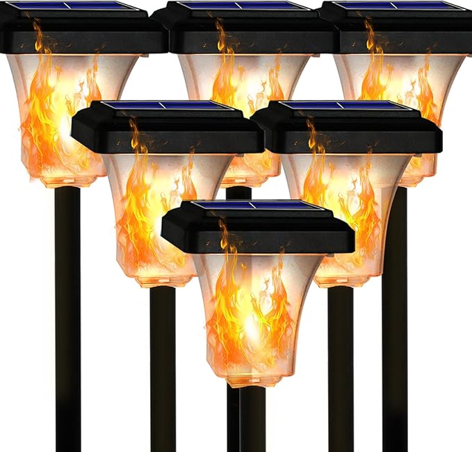 Swingers Solar Lights Outdoor,with Upgraded 2nd-gen Flame tech,LED Solar Torch Lights with Flickering Flame,Waterproof Outdoor Garden Light for Christmas, Garden, Landscape, Path, Yard, Patio (6)