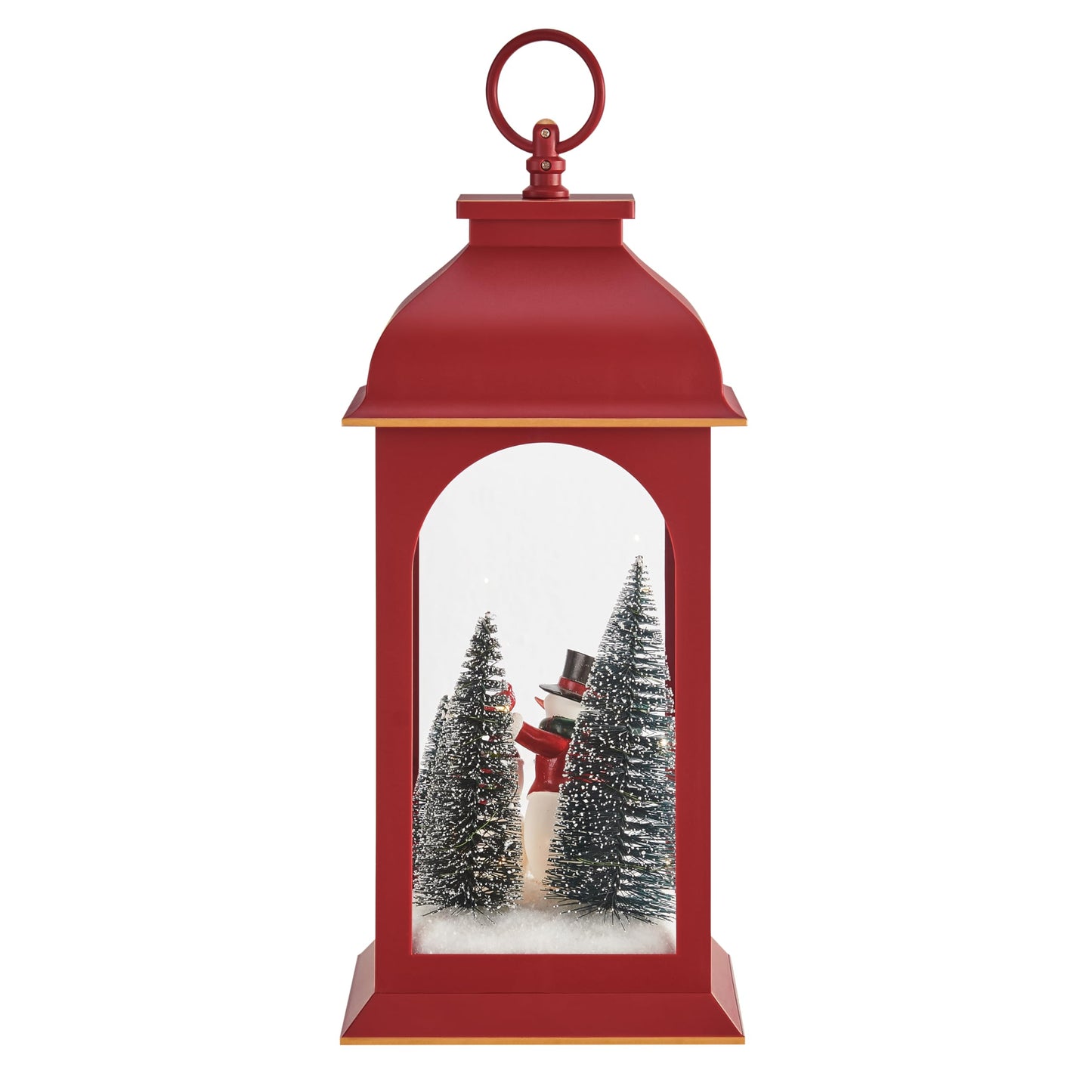 Danya B. Tabletop Red Christmas Snowman Winter Scene Diorama Lighted Lantern Decoration