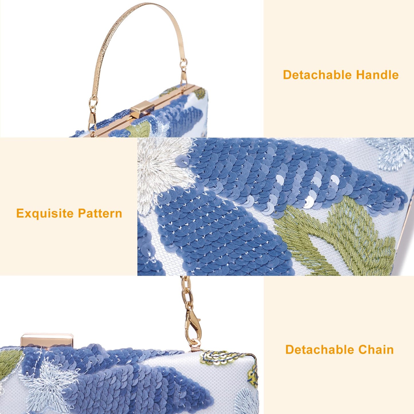 Kseymeir Women Clutch Handbag Evening Shoulder Purse Envelope Evening Bag