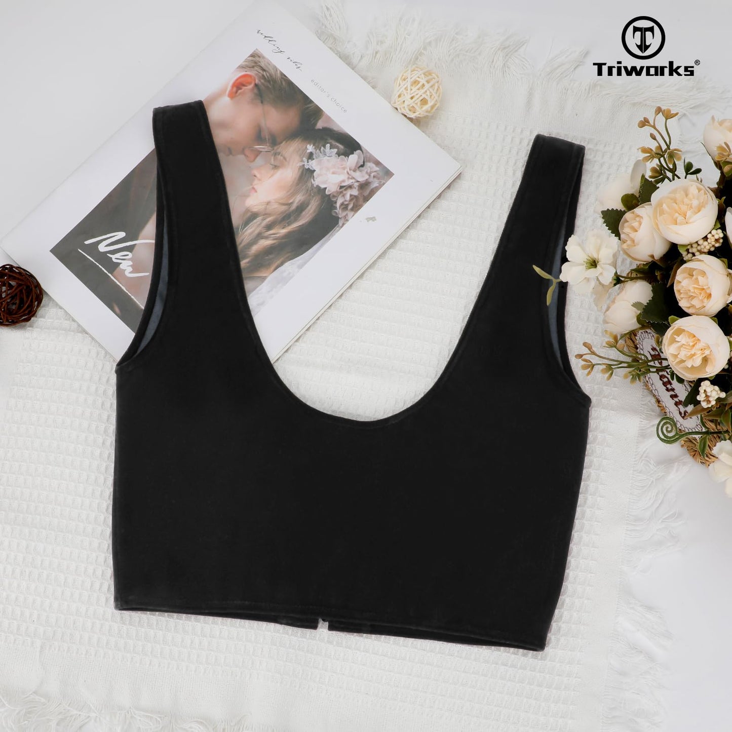 TRIWORKS Lace Up Corset Bustier Women's Waist Trainer Belt Tank Steampunk Underbust Velvet Corset