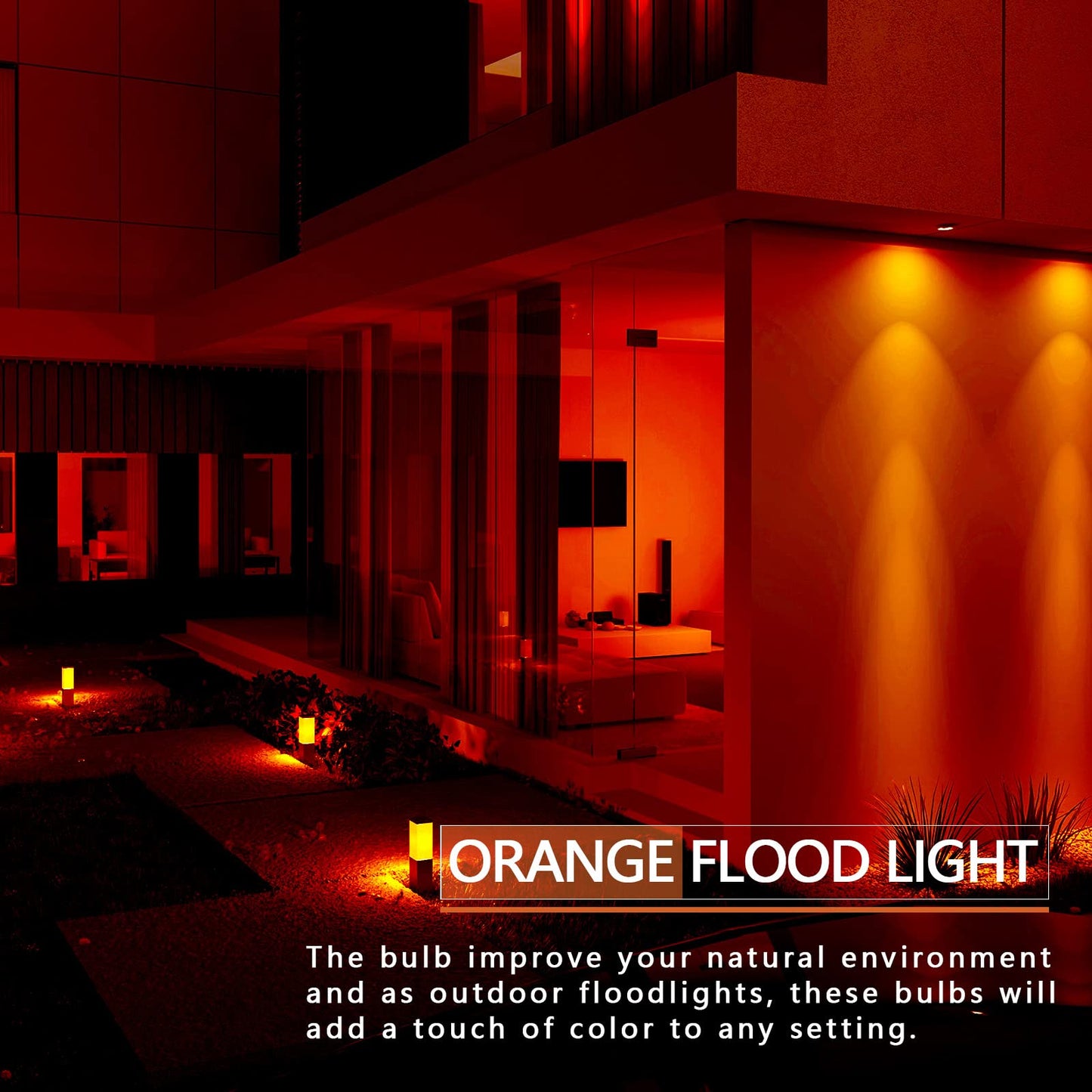 LOXYEE PAR38 Flood Orange Light Bulbs,4 Pack Dimmable,E26 Base Orange Flood Light Outoor(20W Replace to 200W),Halloween Light Bulb for Outside,Christmas,Holiday Lighting