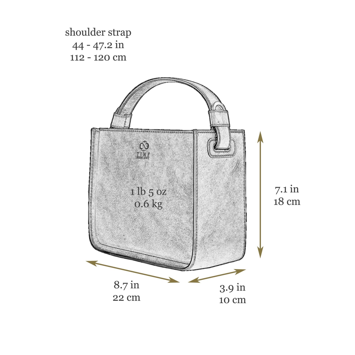 Time Resistance Leather Handbag - Full-Grain Leather Purse for Women - Tote Bag with Detachable Shoulder Strap (Cognac Brown)