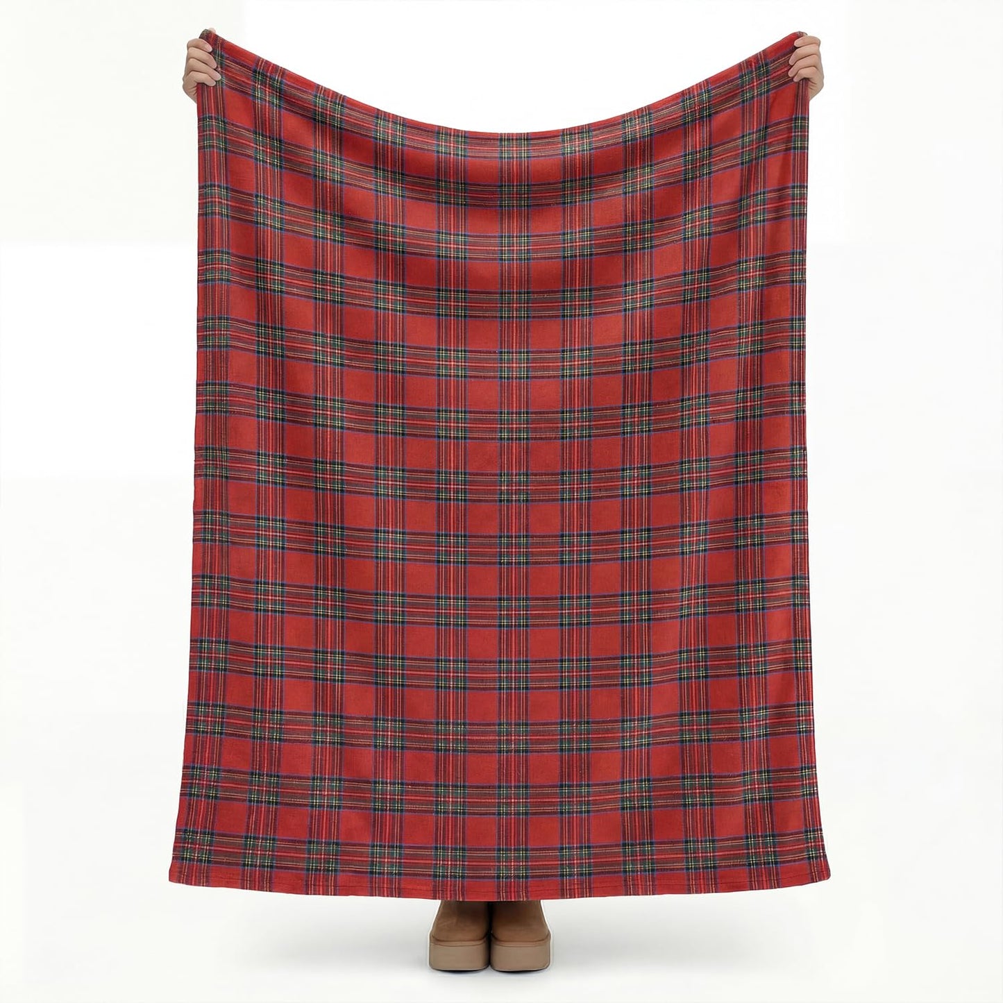 Horaldaily Red Green Farmhouse Plaid Spring Decorative Blanket Throw, Christmas Rustic Soft Lightweight Blanket for Couch Sofa Bed Lounging Decoration, Ideal Gifts for Kids Adults Self, 50x60
