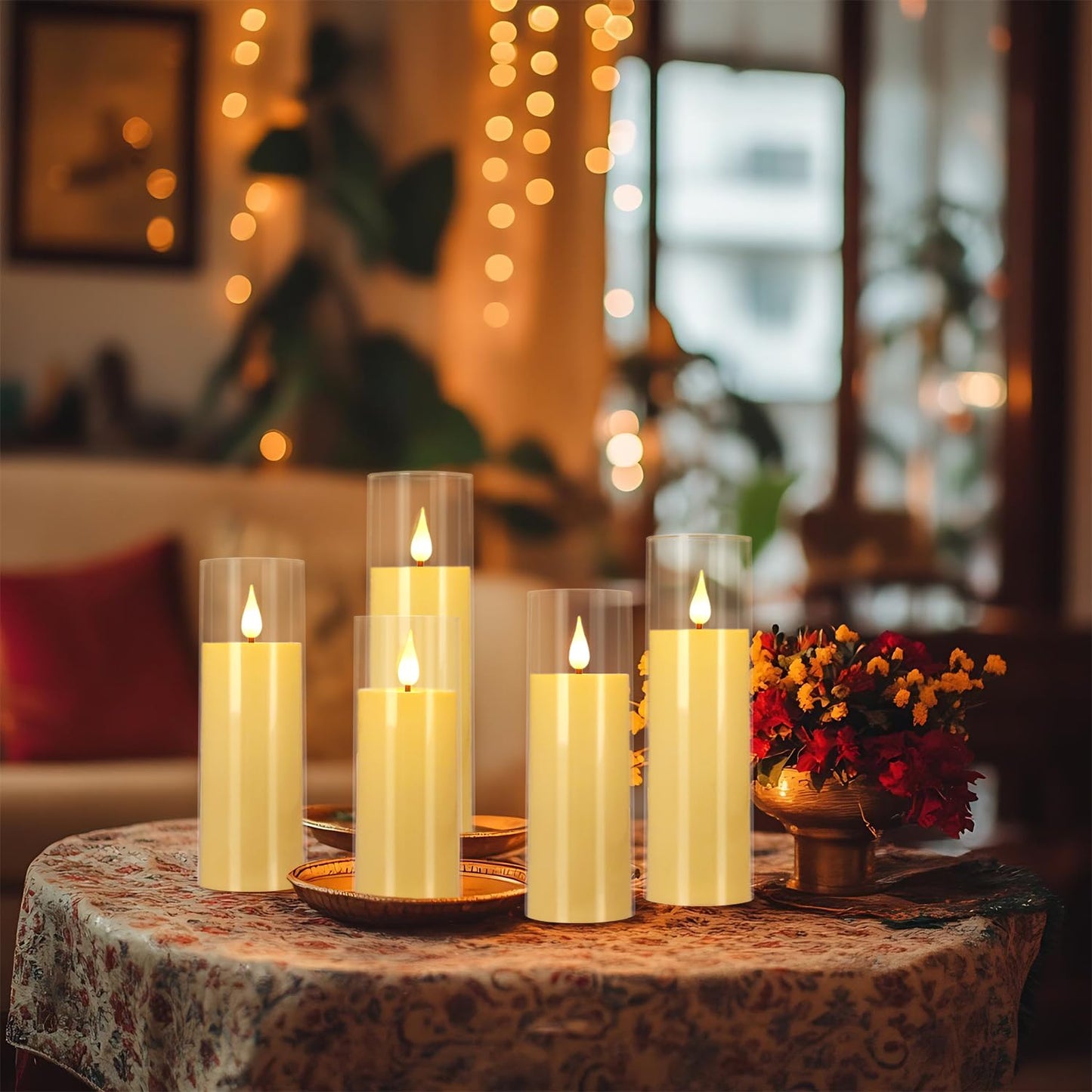 fclayvts 24 Packs of Acrylic LED Candles, Flickering Flameless Candles Battery Operated with Remote Dimmed and Timed, 3D Wick Candles for Home Decor,Wedding,Gift,Parties and Festivals. (3 Size)