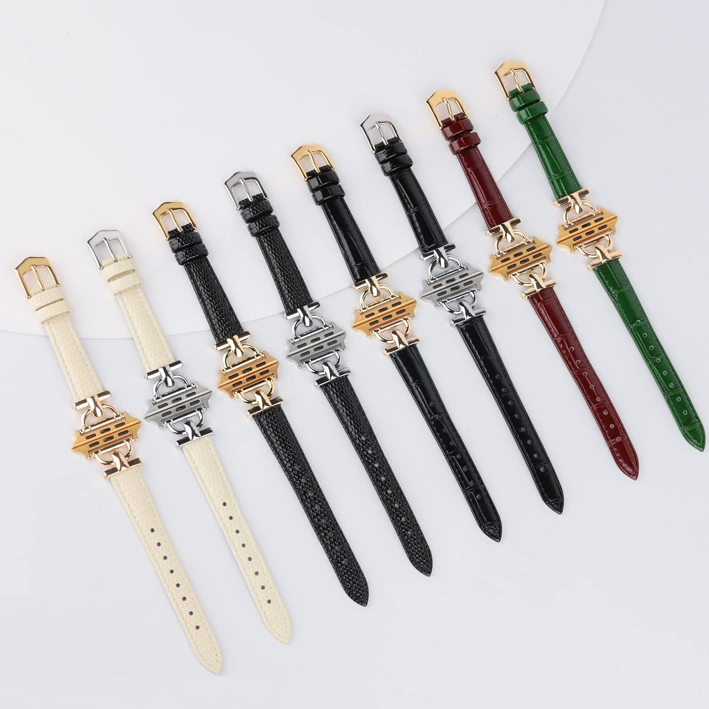 Leather Band Compatible with Apple Watch Bands for Women, Dressy Fancy Strap for iWatch Series 11/10/9/8/7/6/5/4/3/2/1/se(38mm 40mm 41mm 42mm,Milky White/Gold)