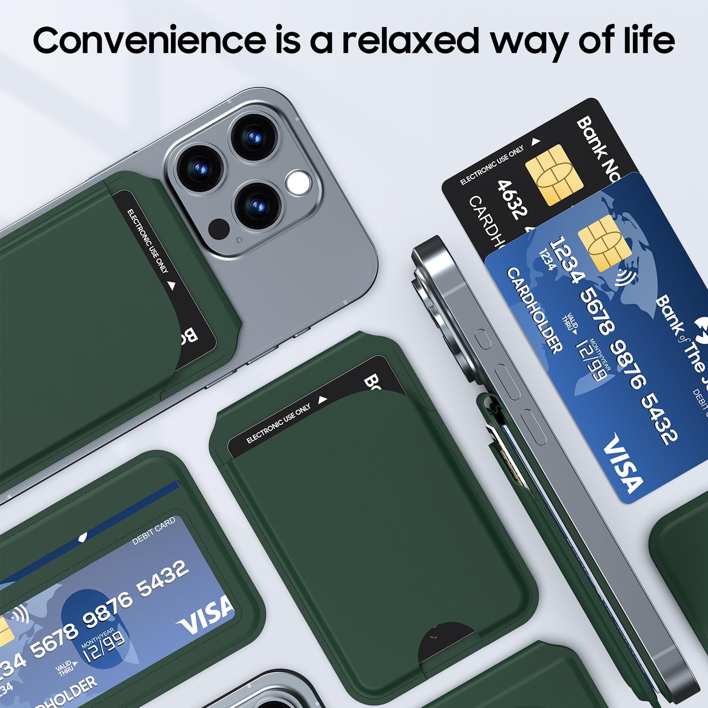 Frapkom Magnetic Wallet for iPhone, Magnetic Phone Wallet for iPhone 17/16/15/14/13/12 Series with ID Window, RFID Blocking (Green)