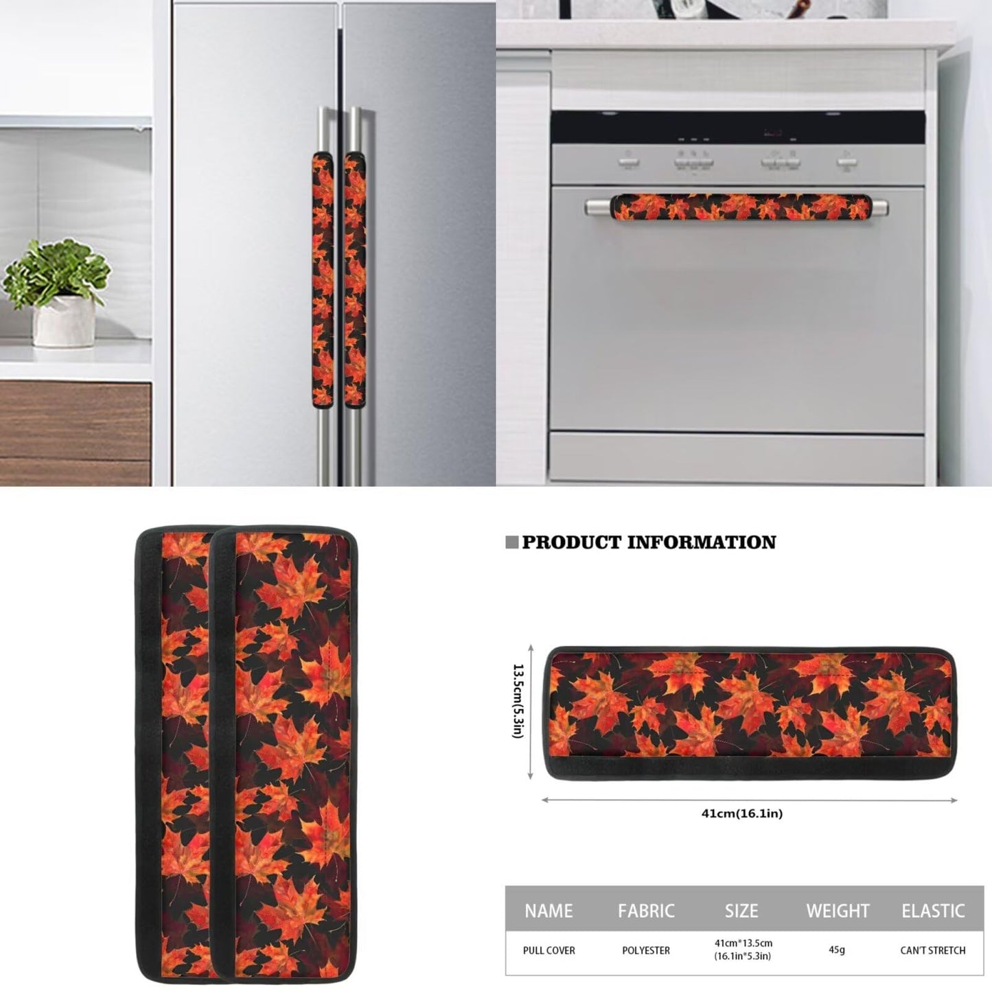 Yatixapu Fall Maple Leaf Fridge Handle Covers Set of 6 Washable Kitchen Appliances Gloves Anti-Static Refrigerator Handle Protector Keep Your Microwave Oven Dishwasher Clean from Food Stains