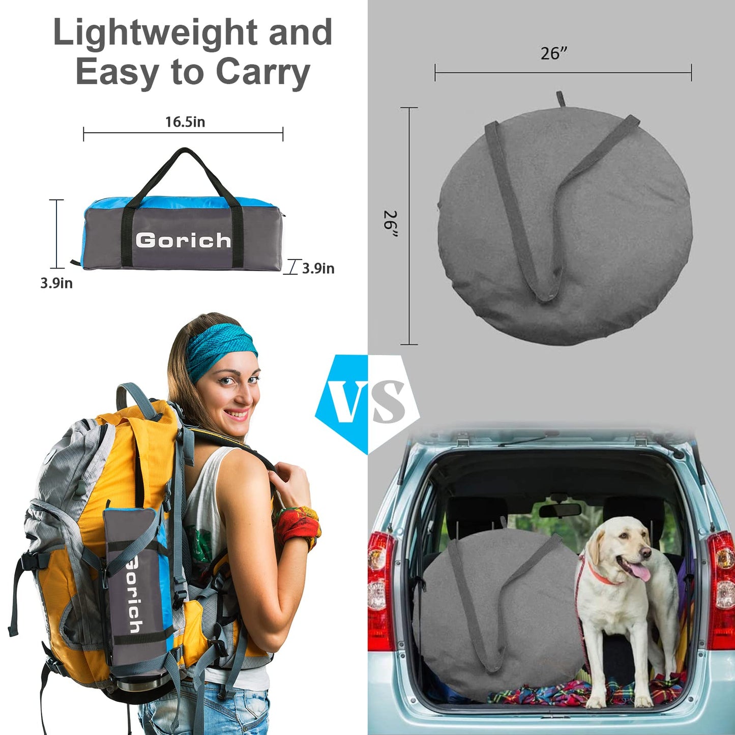 Gorich Beach Tent Sun Shelter for 3/4/6/8/10 Person with UPF 50+ UV Protection, Lightweight & Easy Setup Beach Shade Canopy, Portable Beach Shade Tent Beach Cabana