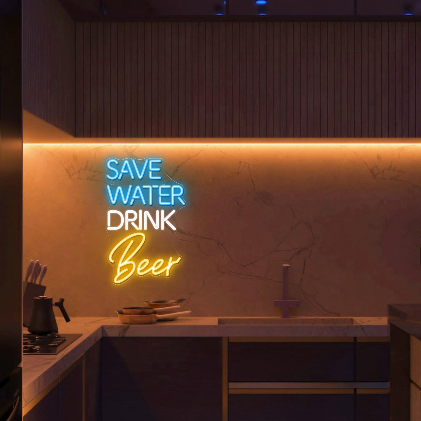 Kavaas Save Water Drink Beer Neon Sign, Neon Beer Signs for Man Cave, Home Bar, Pub, Wall Decor - Best Gifts for Beer Lovers, Birthday, Christmas