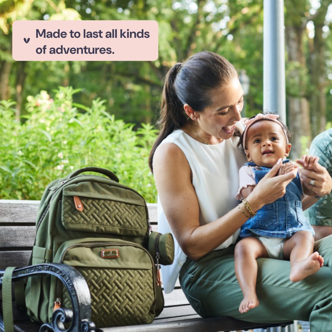 BabbleRoo Diaper Bag Backpack - Travel Large Baby Diaper Bag with Changing pad, Waterproof Baby Bags for Mom & Dad, Unisex Bags with Pacifier Case, Luggage Strap & Stroller Clips– Pink