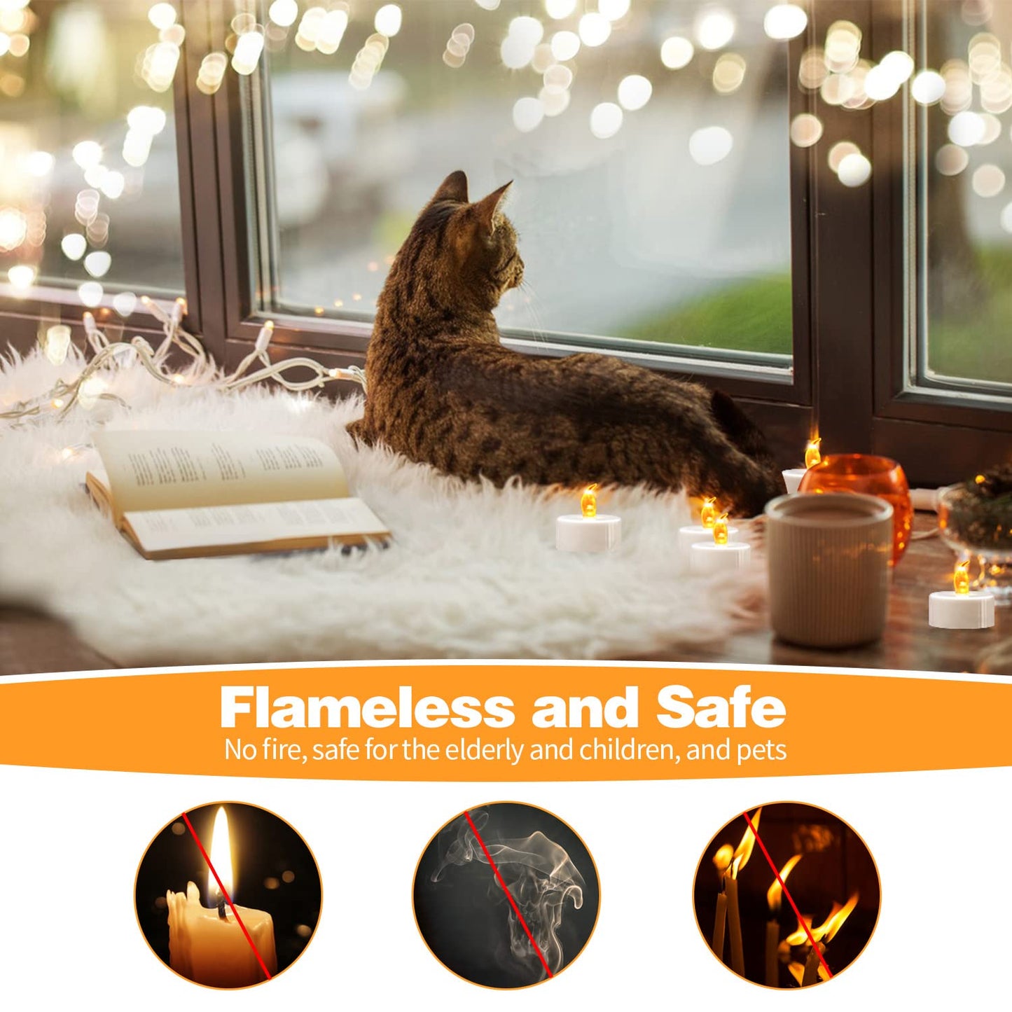 KOABY 200 Pack LED Tea Lights, Warm Yellow Flickering Lights, Last 100H+