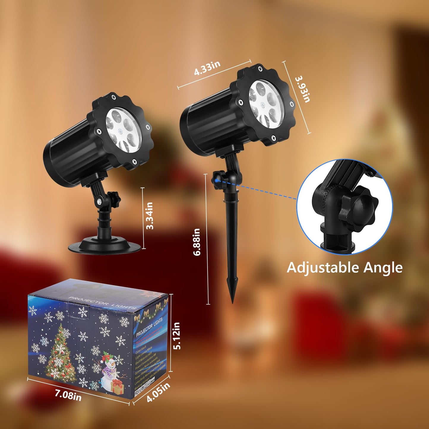 2025 New Christmas Projector Lights Outdoor, Waterproof & Adjustable LED Christmas Snowflake Projector Lights Indoor for Halloween, Christmas, Home Birthday Party and Garden Decoration