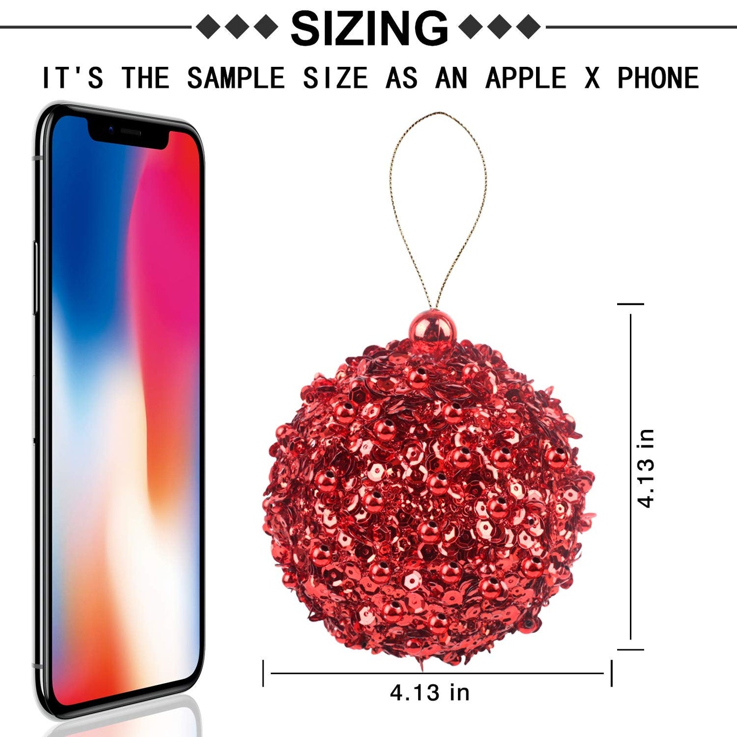 ZHANYIGY 4.25" Shatterproof Christmas Ball Ornaments, 4pc Red Set for Trees and Holiday Decor