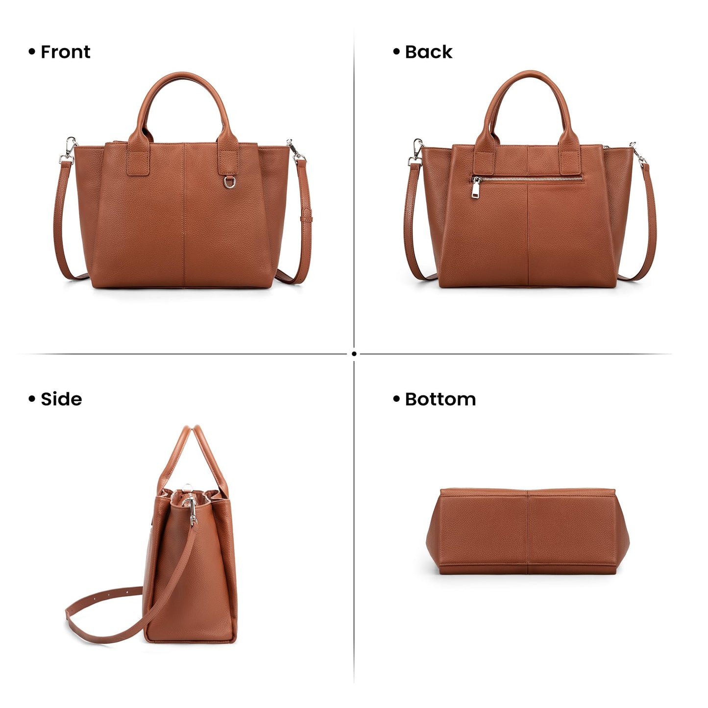 befen Genuine Leather Satchel Purse for Women, Ladies Crossbody Shoulder Bags Top Handle Tote Bag for Travel, Work, Office - Brown