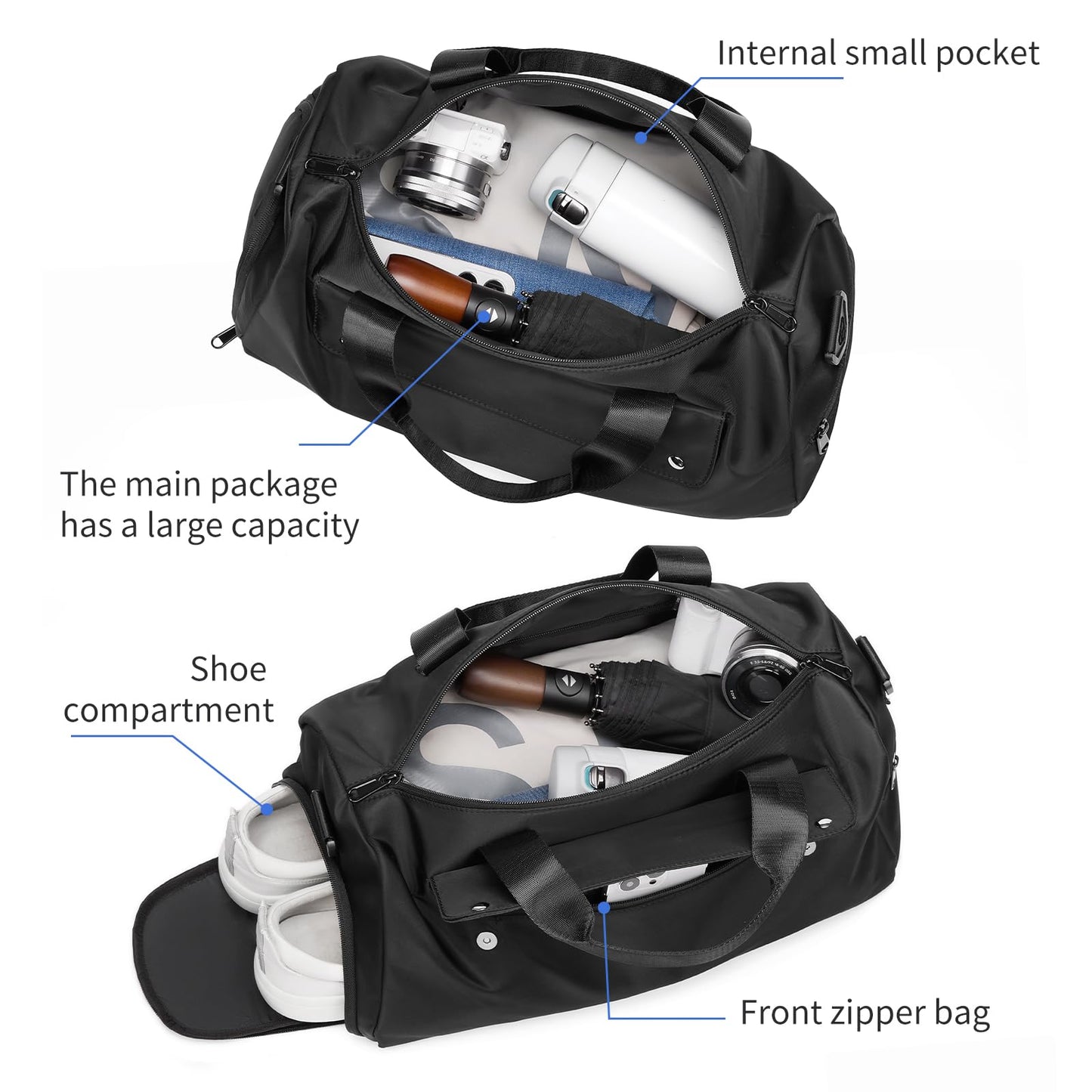reeyee 13L Small Gym Bag for Men,personal item Travel Mini Duffel Bags with Shoe Compartment, carryon satchel plane bags,840D Cordura Water-Resistant