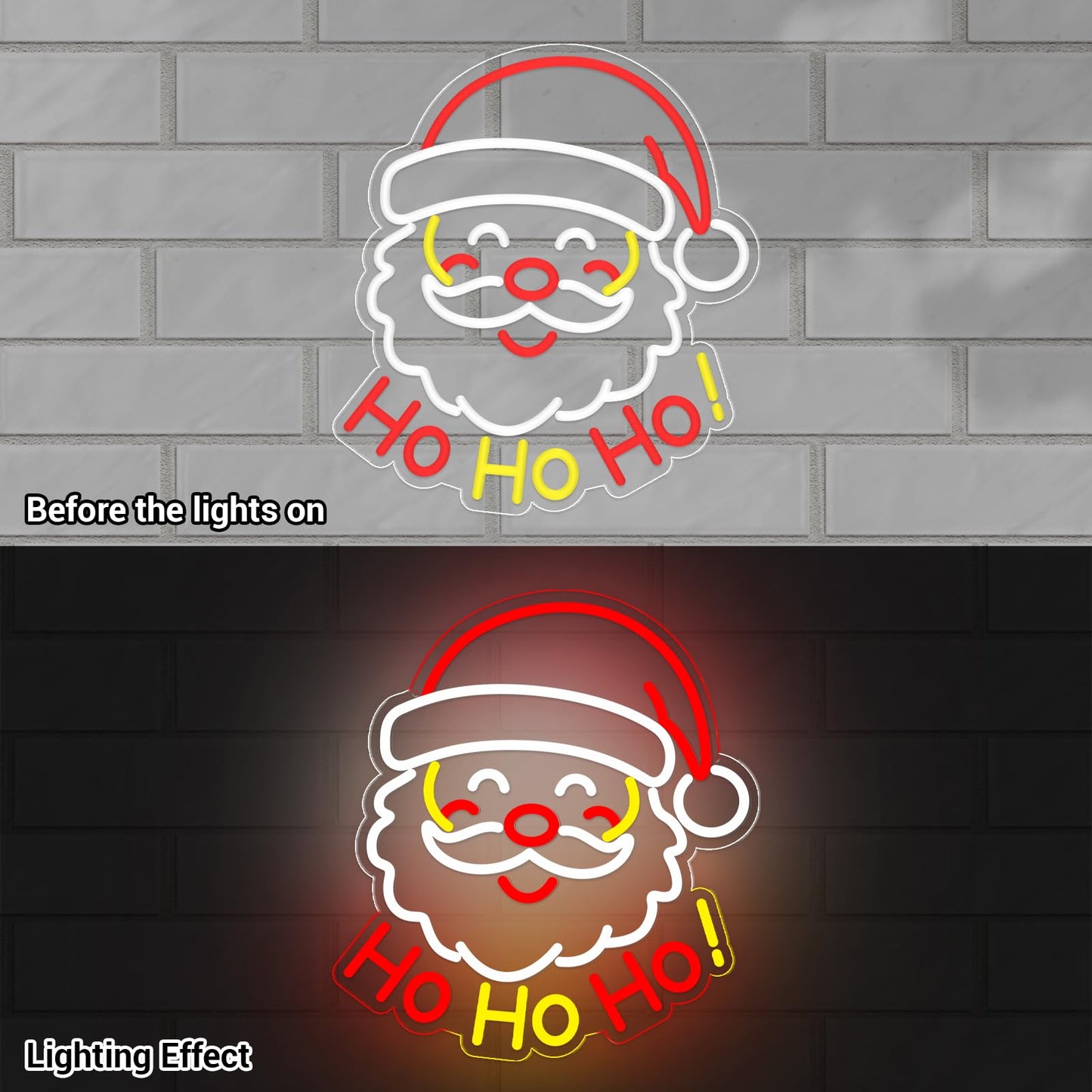 LMHSE Neon Christmas Sign, 14.8" x 13.4" Acrylic LED Neon Sign for Window Lights Bedroom Living Room Home Holiday Decorations