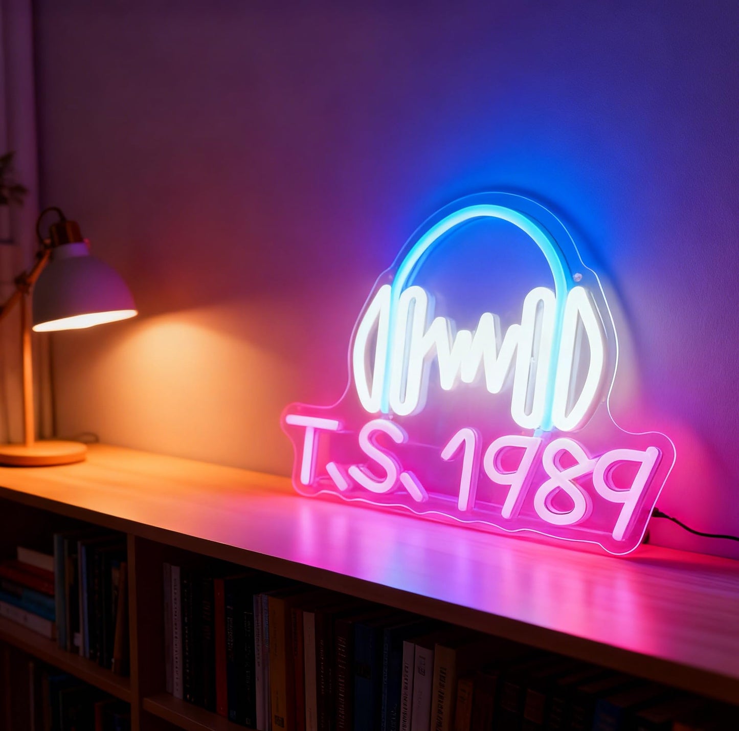 TS 1989 LED Neon Sign, USB Powered Dimmable Decorative Neon Light for Fans Music Room Bedroom Home Music Theme Party Gift Wall Table Decor 14.2 x 9.8 In