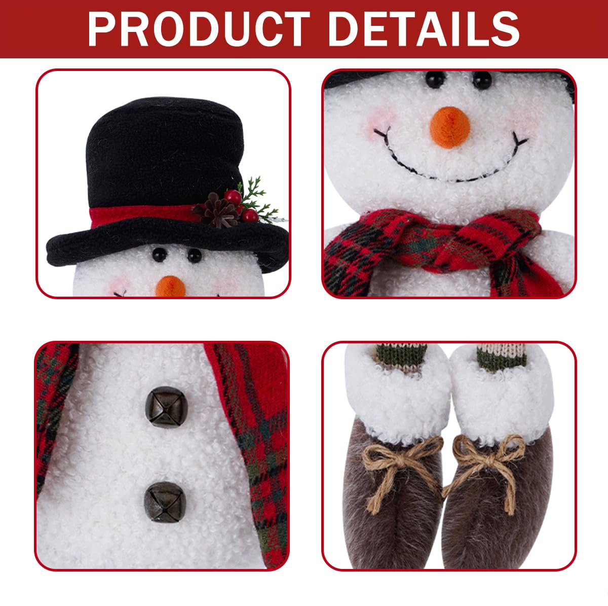 Heyaner Christmas Gnomes Decorations for Home Snowman Figurine Plush Handmade Christmas Table Sitting Decor Winter Ornaments for Holiday Party Gifts