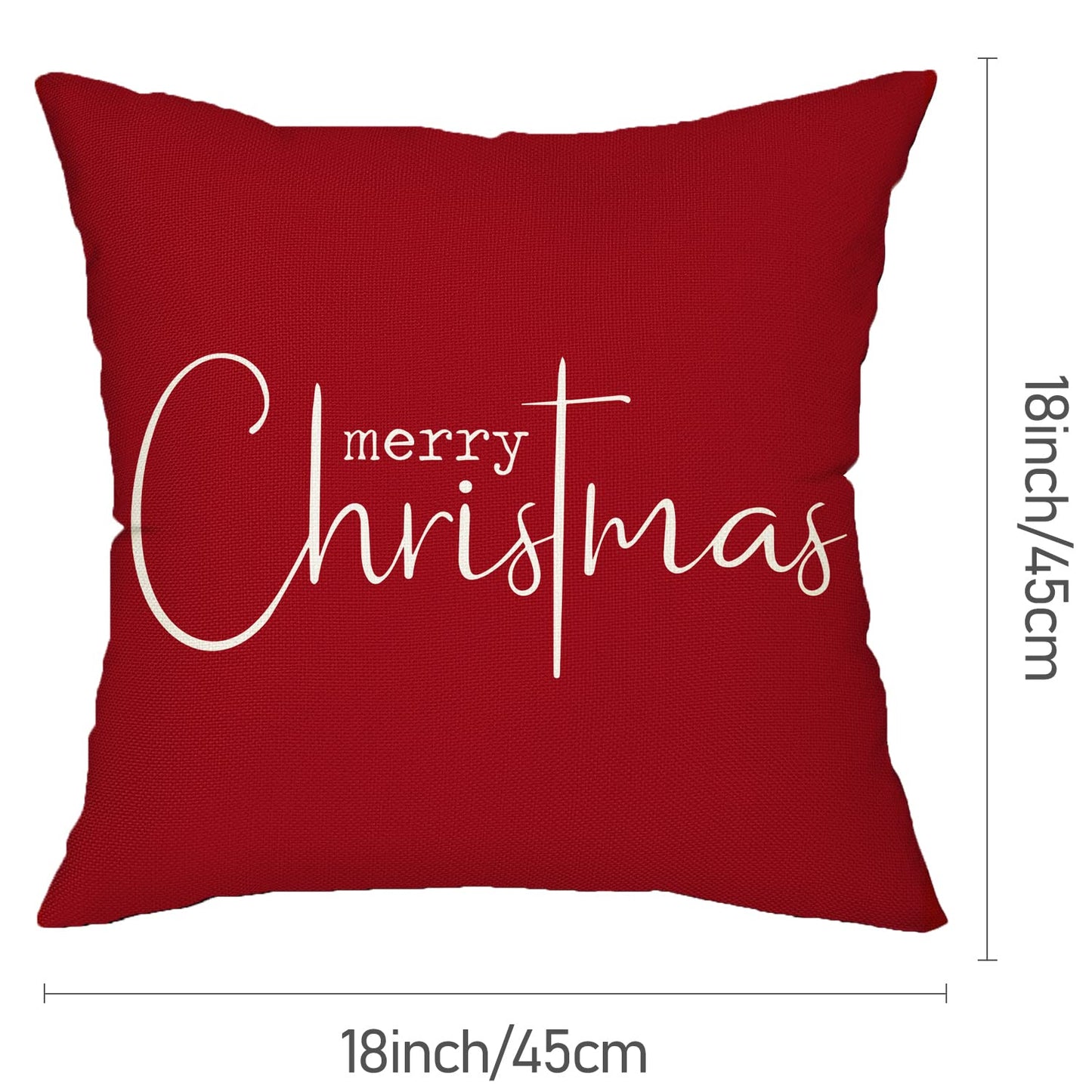 Allorry Christmas Pillow Covers Merry Christmas Throw Pillow Decorative Christmas Red Cotton Cloth Linen Cloth Pillow Cover Sofa Cover Decorative Rectangle Length 18X18 inches