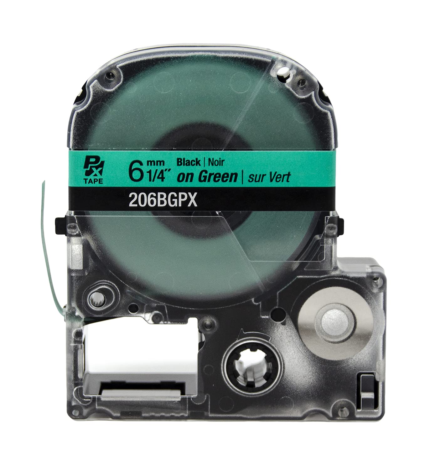Epson LABELWORKS 206BGPX Genuine PET (Polyester) Tape Cartridge - Black on Green Label Maker Tape - 1/4" (6MM) Wide, 30'