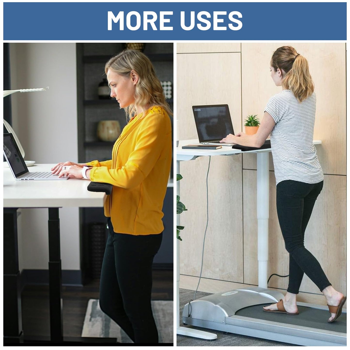 Full-Size Desk Edge Cushion, L-Shaped Desk Elbow Pad, Memory Foam Desk Arm Rest Pad for Forearms, Ergonomic Elbow Rest and Wrist Support for Desk (24 Inch)