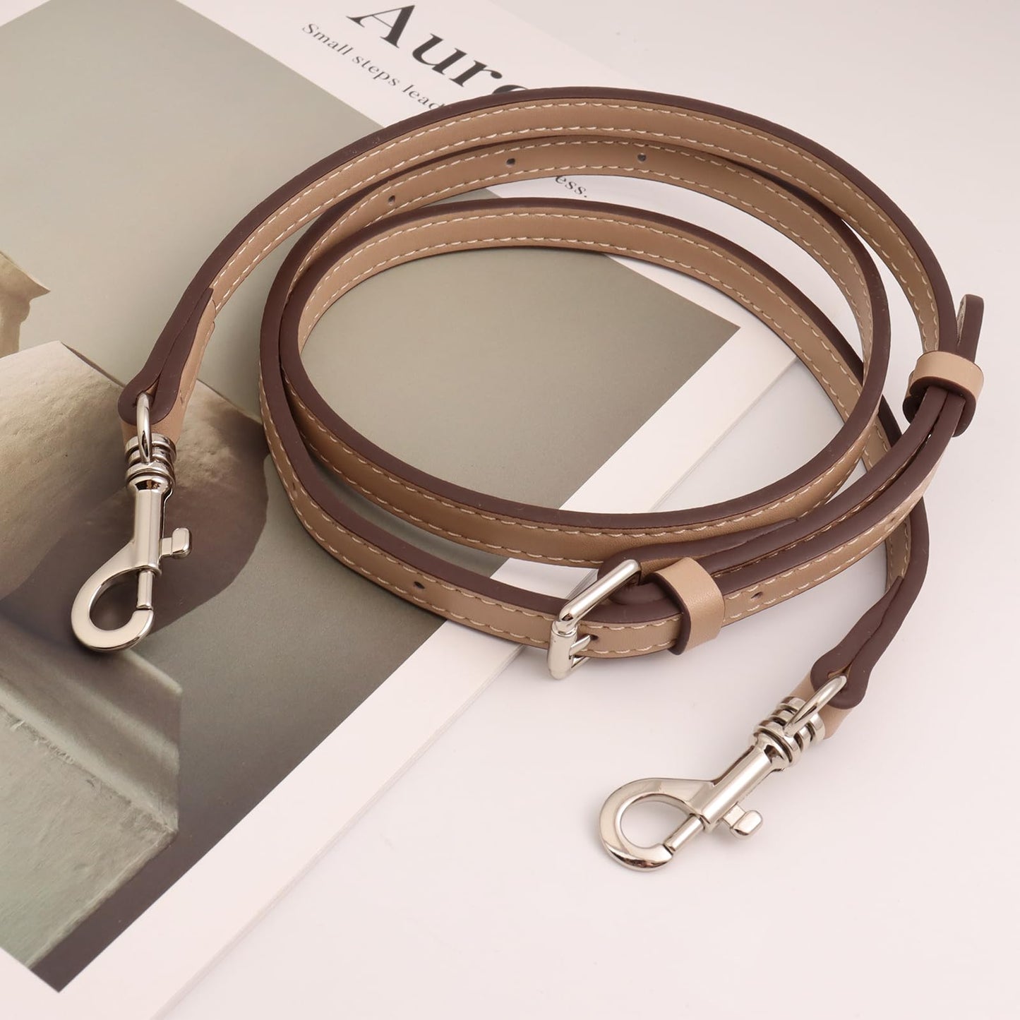 OLSEEY Leather Purse Strap Replacement Crossbody Adjustable ,Thin Shoulder Straps for City 15 Bag Handbag (Sand color)