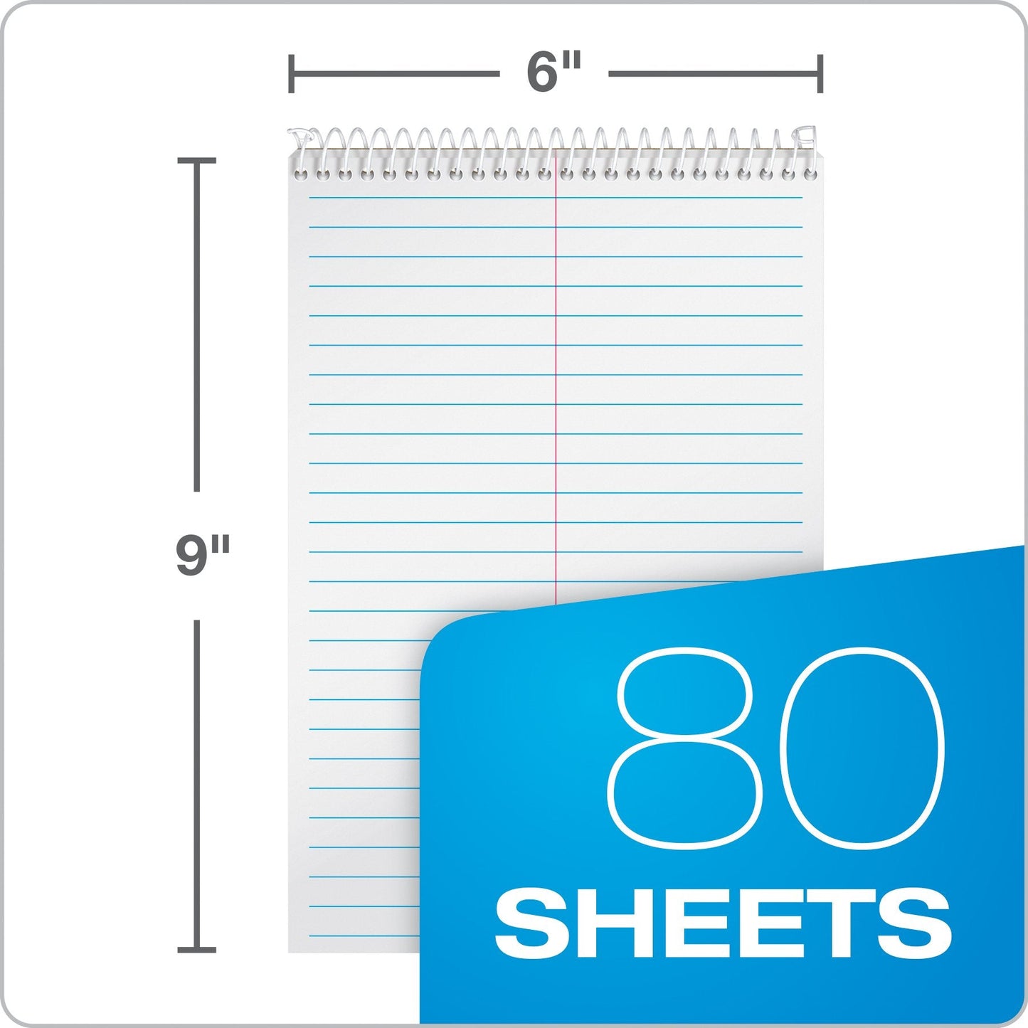 TOPS Steno Pads 4 Pack, 6" x 9" Spiral Steno Notebooks, Gregg Rule for lists, 80 Sheets Each, White Paper, Assorted Covers, Take Notes for School, College, Work, Office (80220)