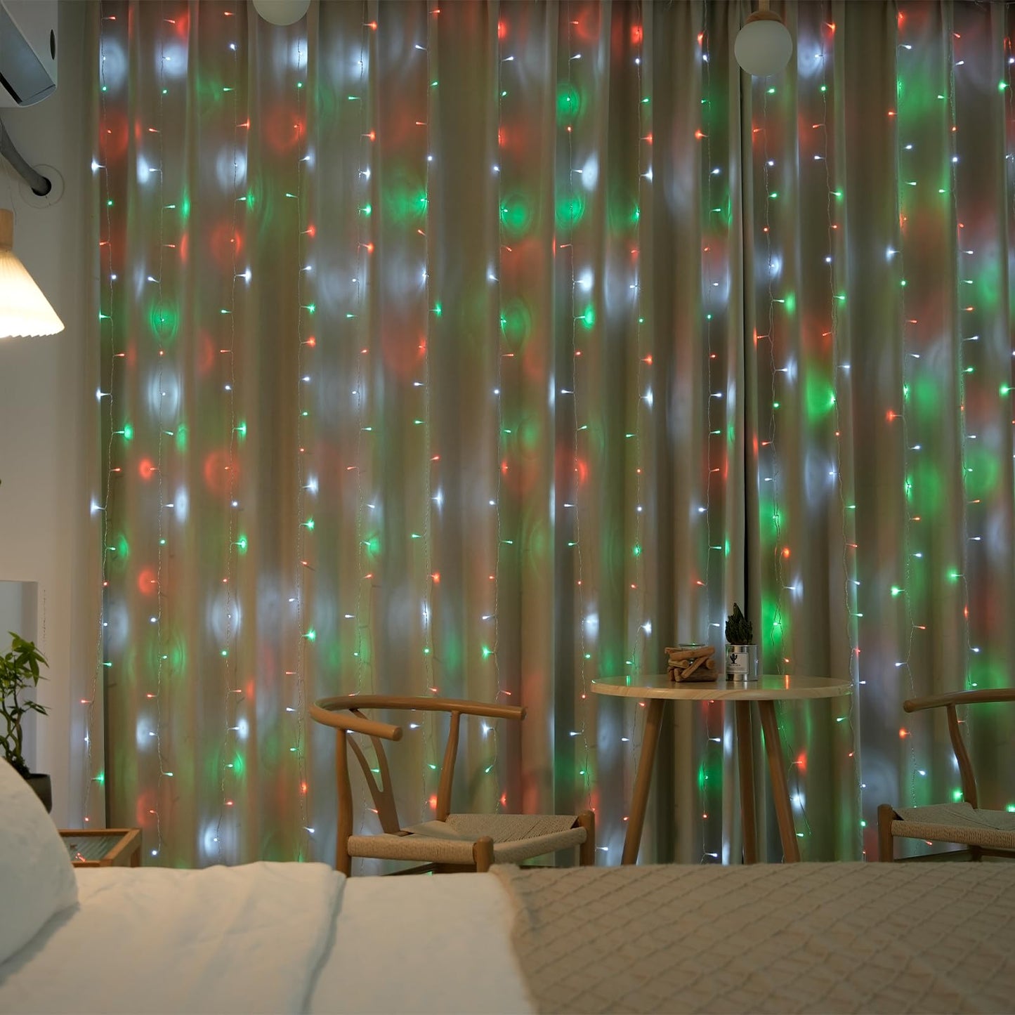 JMEXSUSS 300LED Red White and Green Christmas Curtain Lights with Remote, Indoor Christmas String Lights Plug in, Hanging Twinkle Lights for Bedroom Window Wall Yard Outdoor Xmas Decor, 9.8x9.8ft