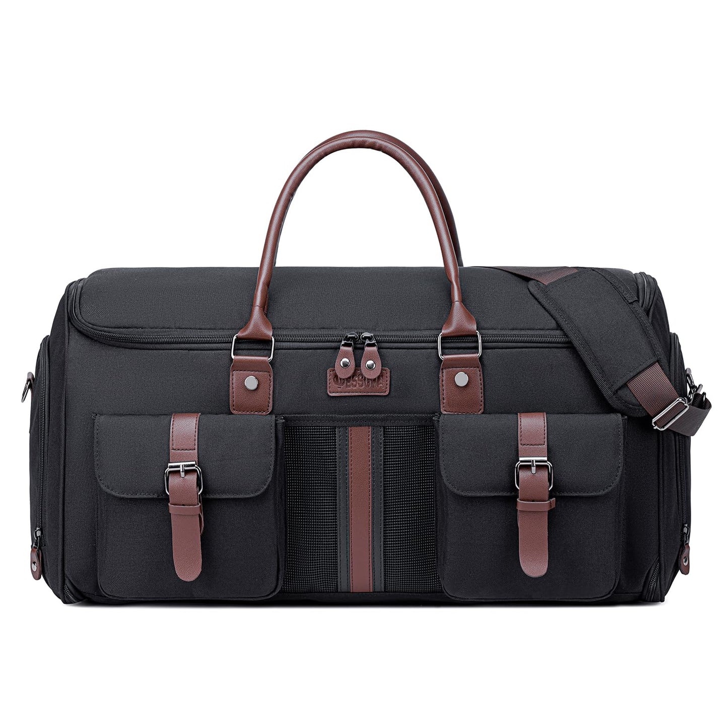 Carry on Garment Bag,Vessgra 2 in 1 Duffle Bag for Travel Convertible Garment Duffel Bags for Men Women Inner Dry/Wet Compartment Suit Bag Travel with Shoe Compartment Bussiness Weekender Trip,Black