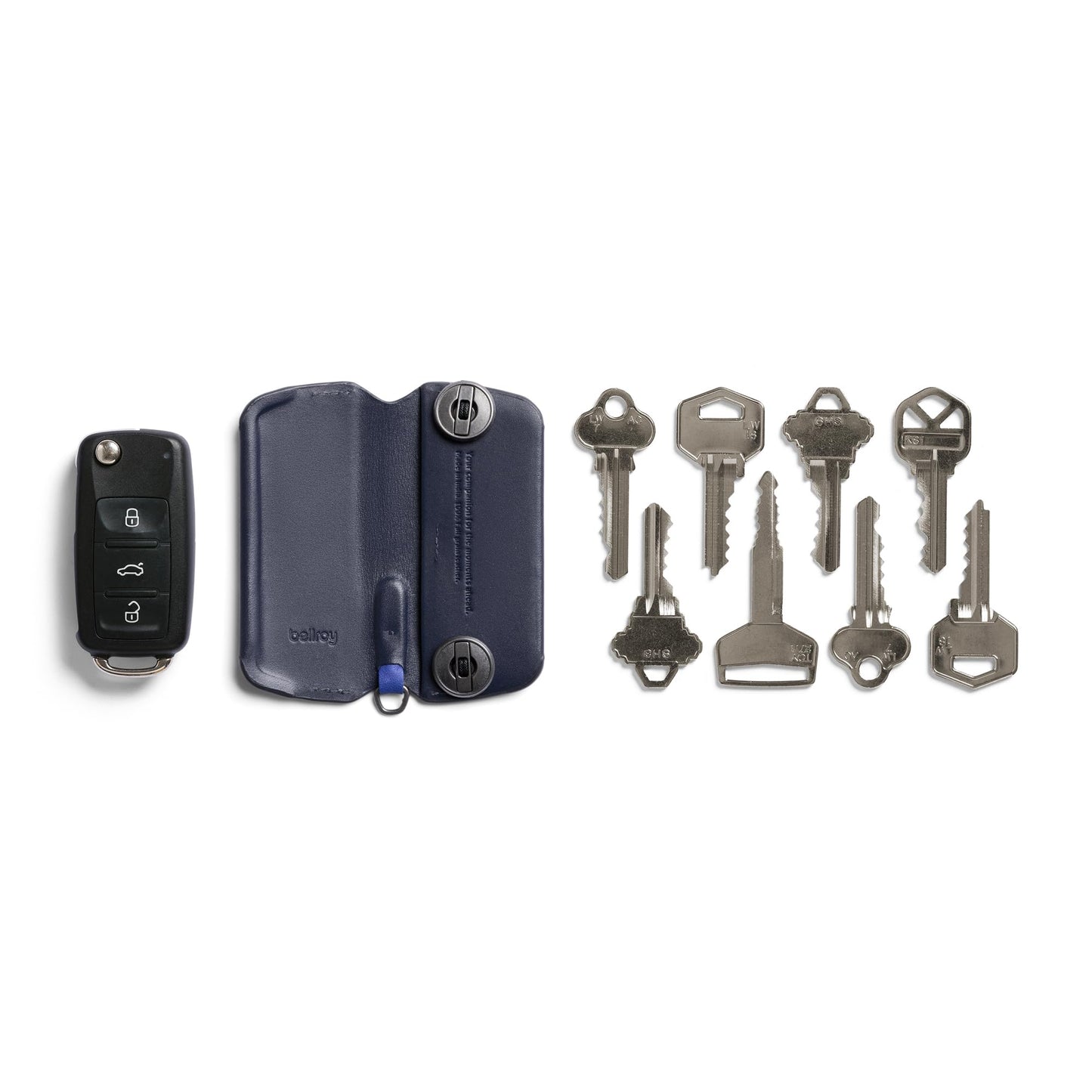 Bellroy Key Cover Plus – Third Edition (Leather Key Holder, Holds 4 – 8 Keys) - Navy