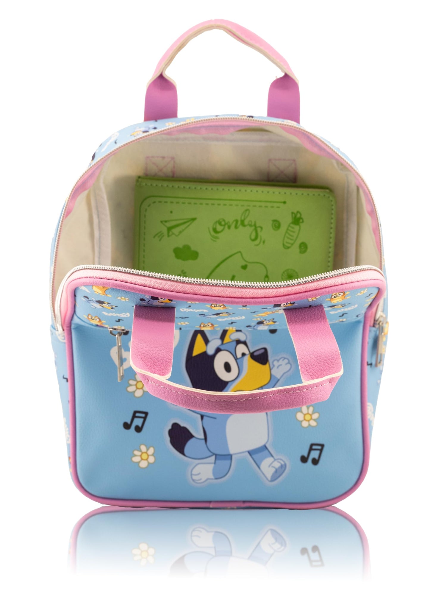 Fast Forward Bluey Mini Backpack for Kids & Adults | 10" PU Leather Bluey Backpack Purse Featuring Bluey | Toddler Travel Bag, Small Backpack Bookbag for School, Travel, or Everyday Use | Ages 3+