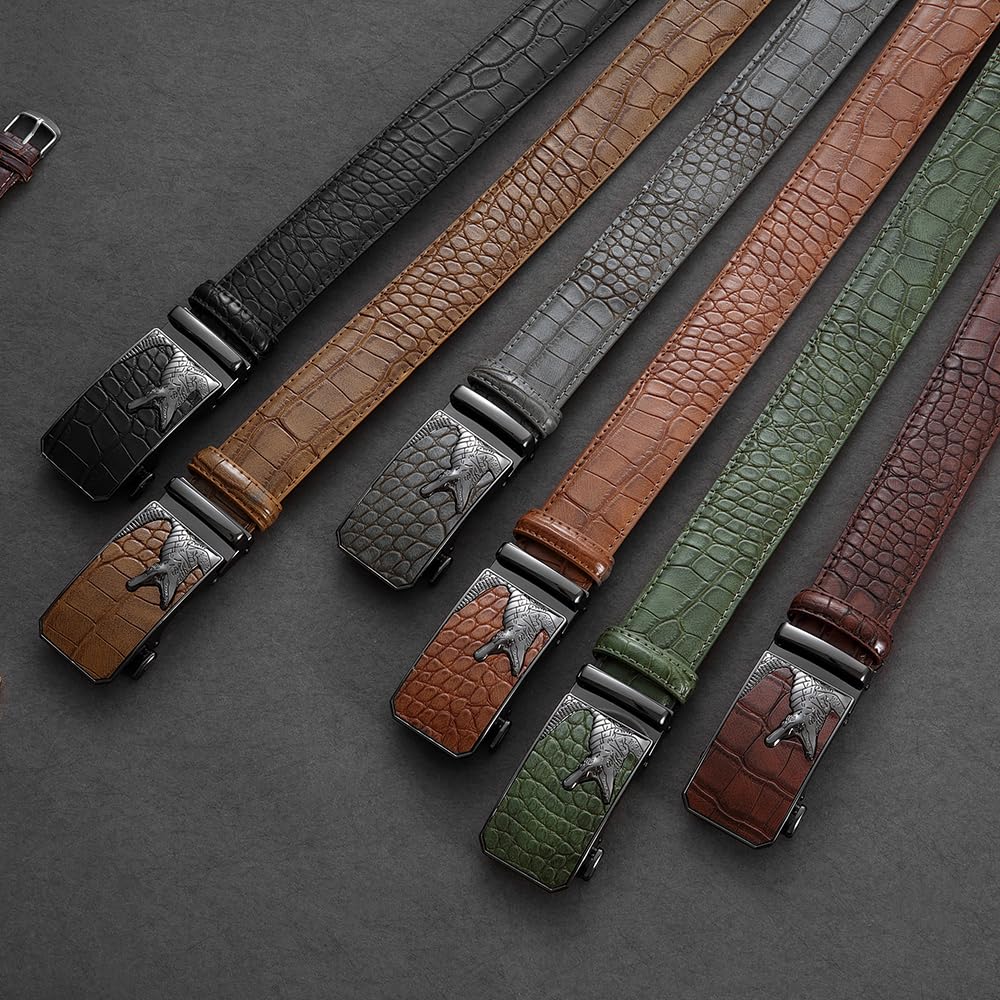 YOORAN Mens Ratchet Belt Mens Dress Belt Leather 1 3/8" Casual Work Jeans Golf with Gift Box