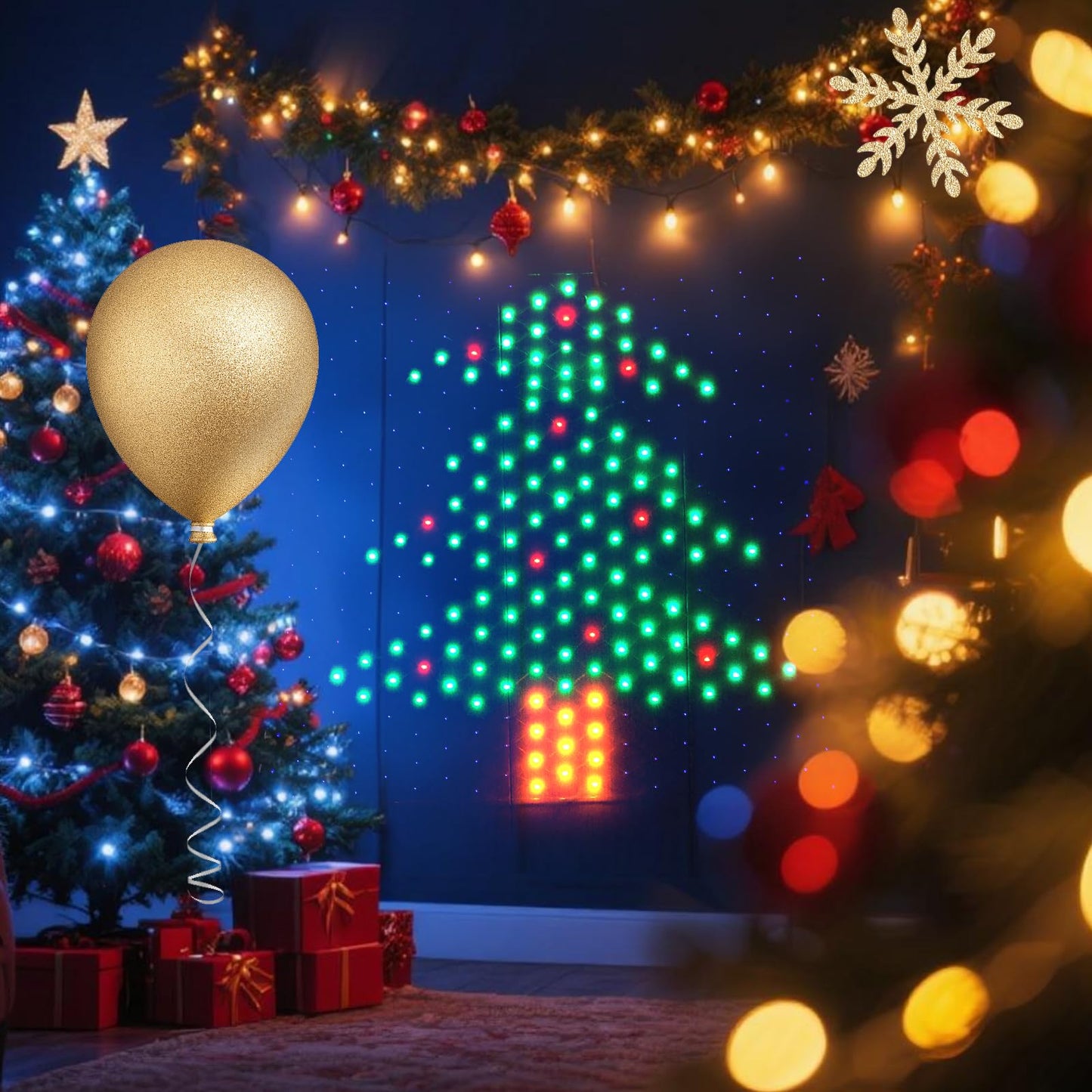Leisure world LED Christmas Tree Window Silhouette Lights,USB Operated LED Net Outdoor Mesh Lights with Timer, 8 Modes for Indoor Outdoor Holiday Xmas Party Decor
